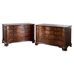 Pair of 1920's Serpentine fronted mahogany Jewellers chest of drawers