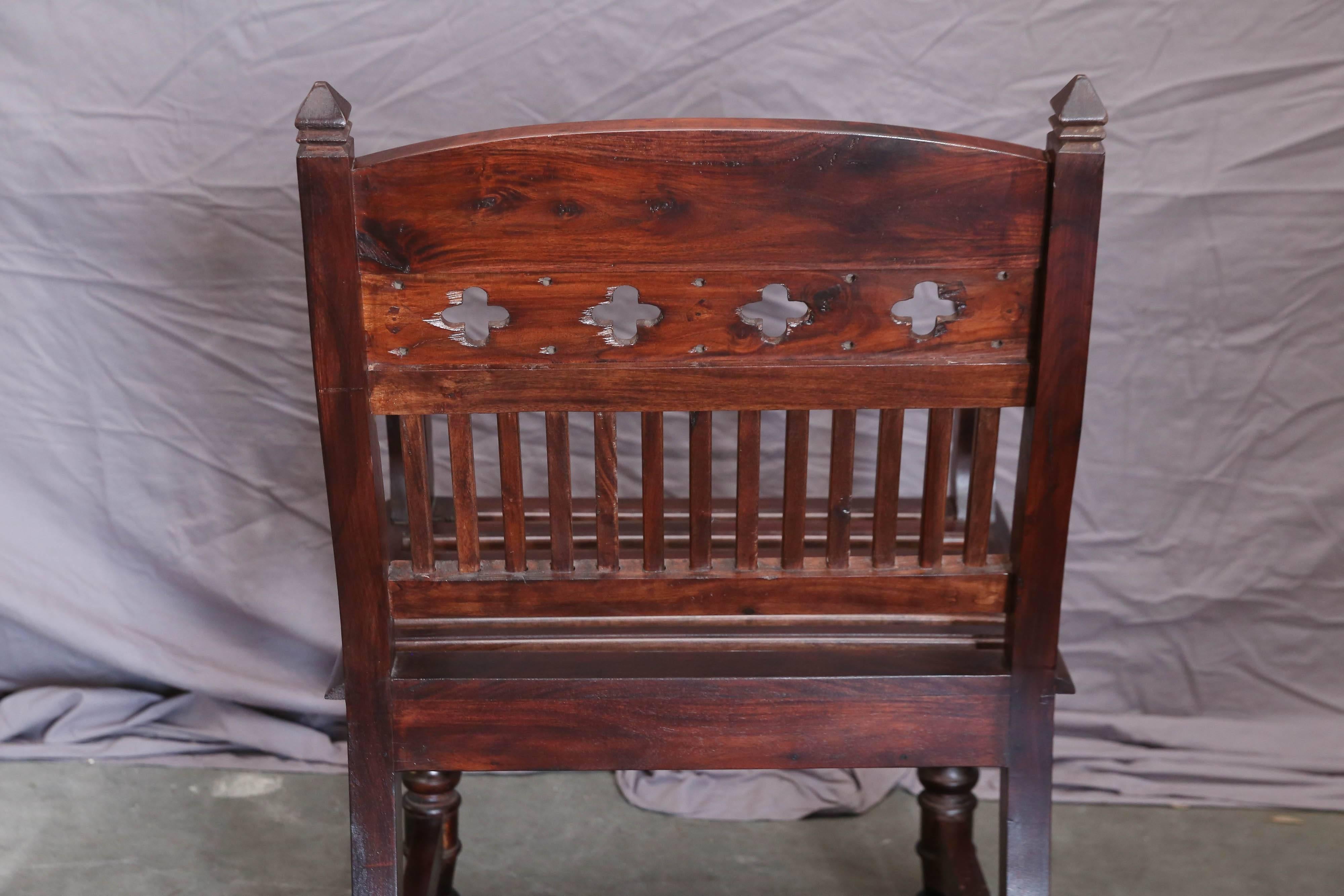Early 20th Century Pair of 1920s Solid Teak Wood Superbly Crafted Contoured Armchairs For Sale