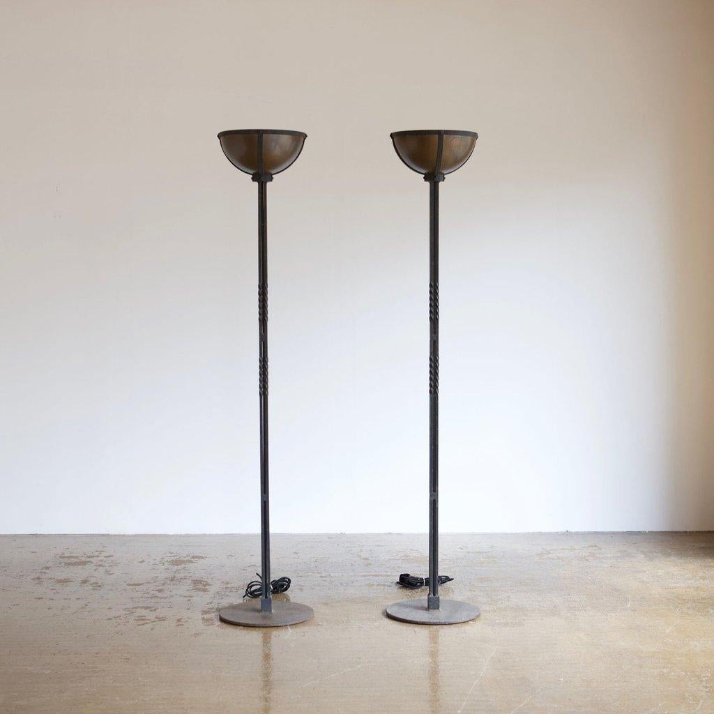 20th Century Pair of 1920s Spanish Cast Iron Floor Lamps