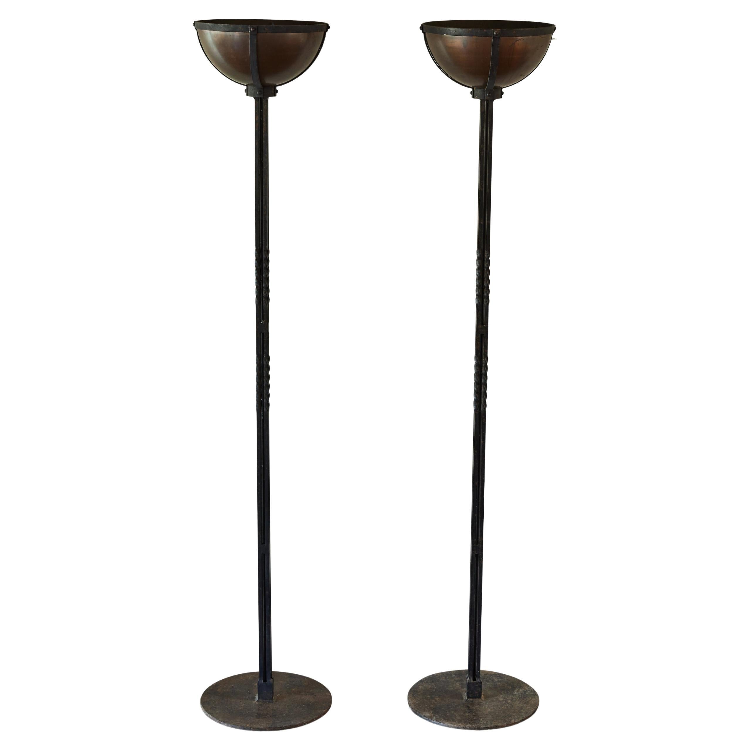 Pair of 1920s Spanish Cast Iron Floor Lamps