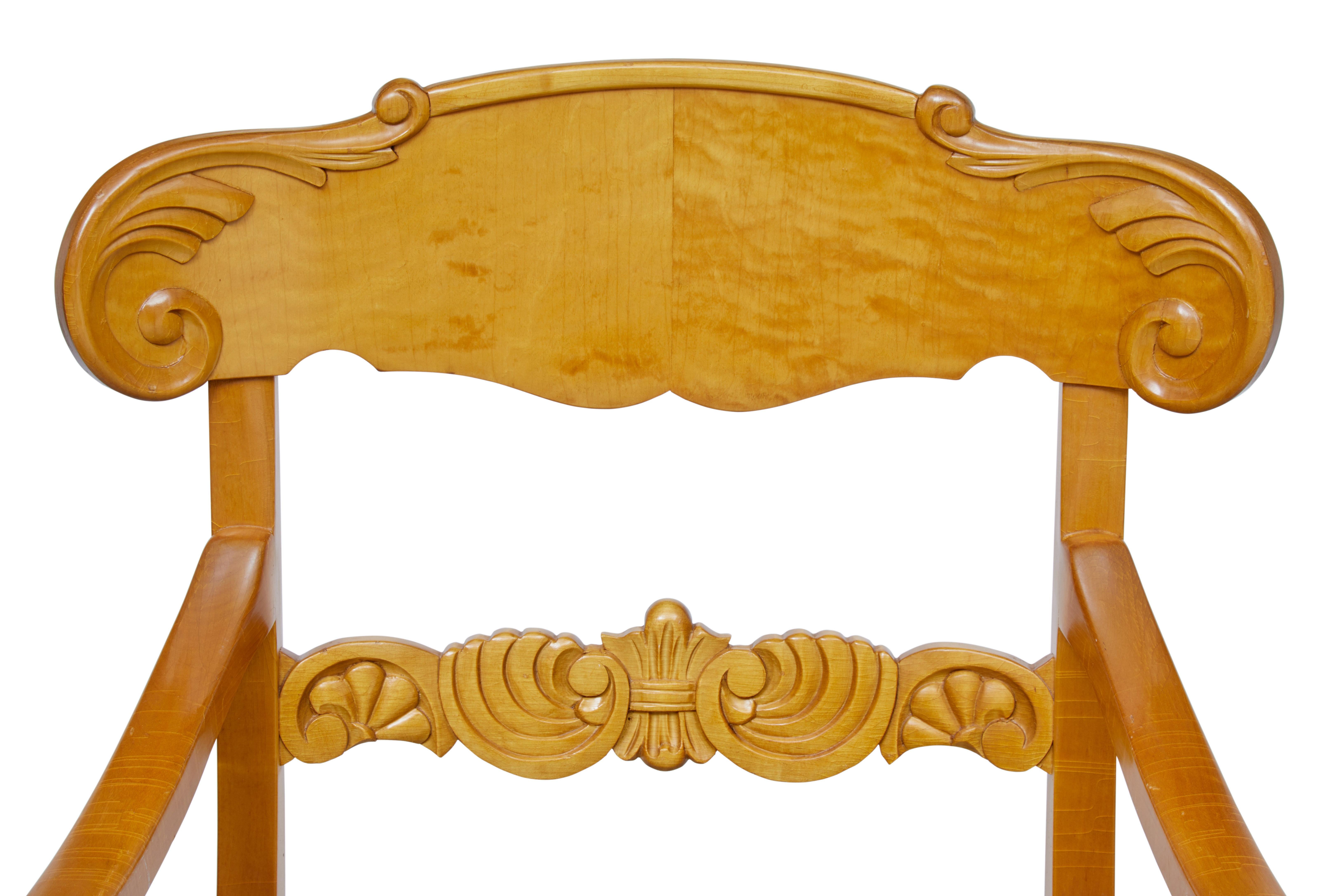 Woodwork Pair of 1920s Swedish Birch Armchairs