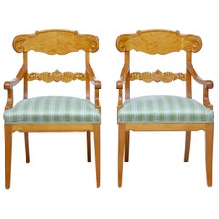 Pair of 1920s Swedish Birch Armchairs