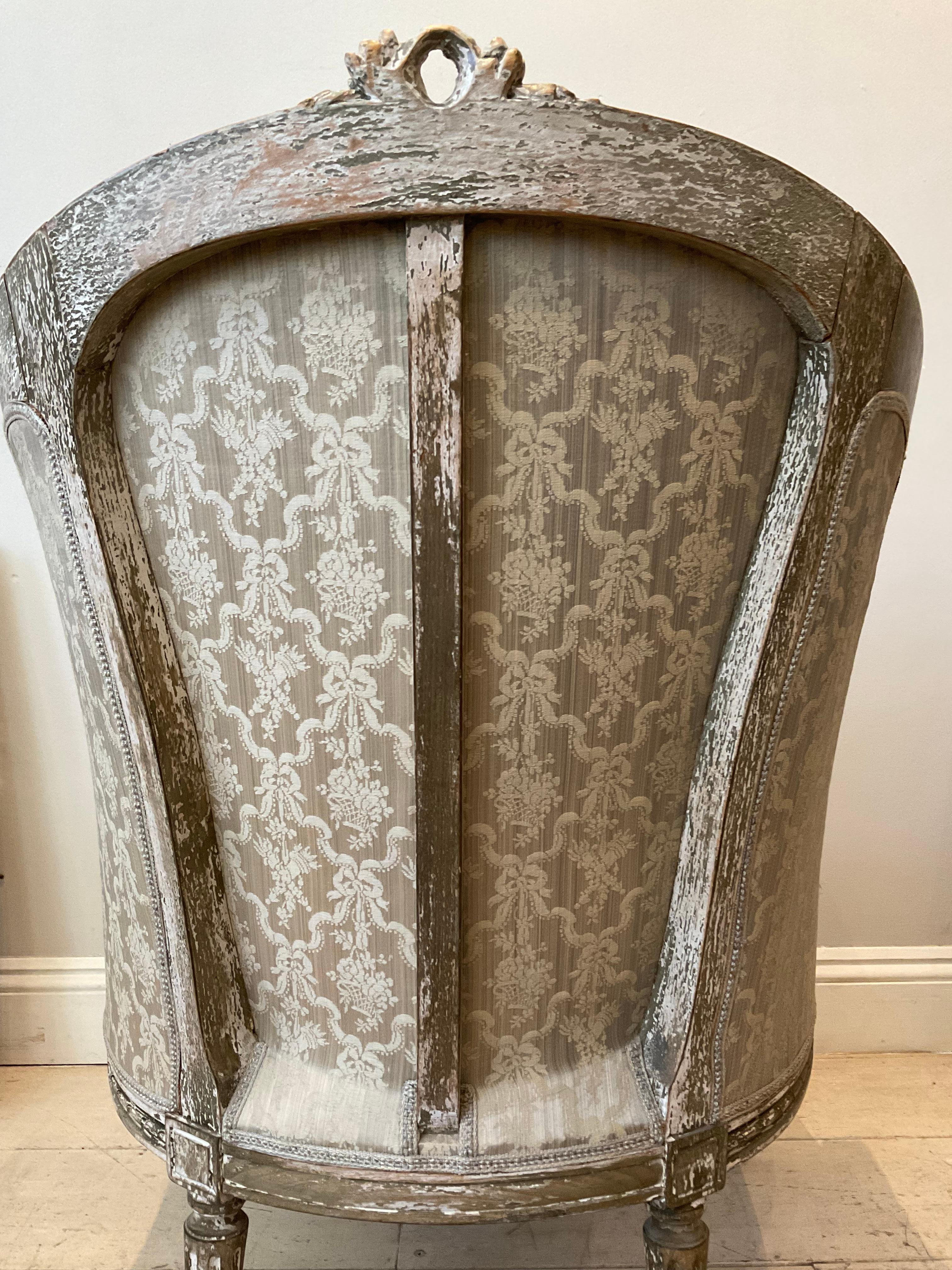 Pair of 1920s Swedish Painted Armchairs Upholstered in French Linen 10