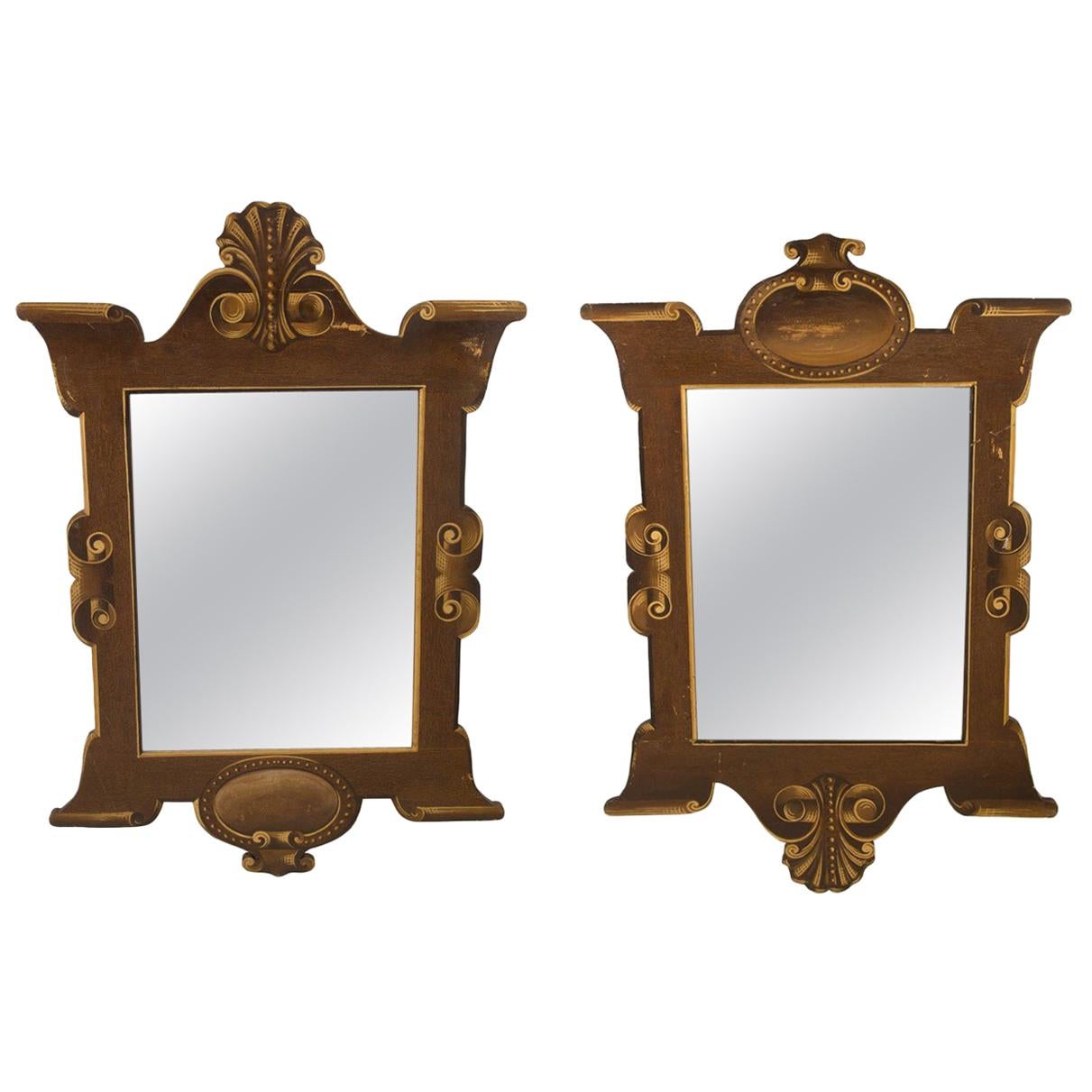 Pair of 1920s Trompe L'oeil Mirrors