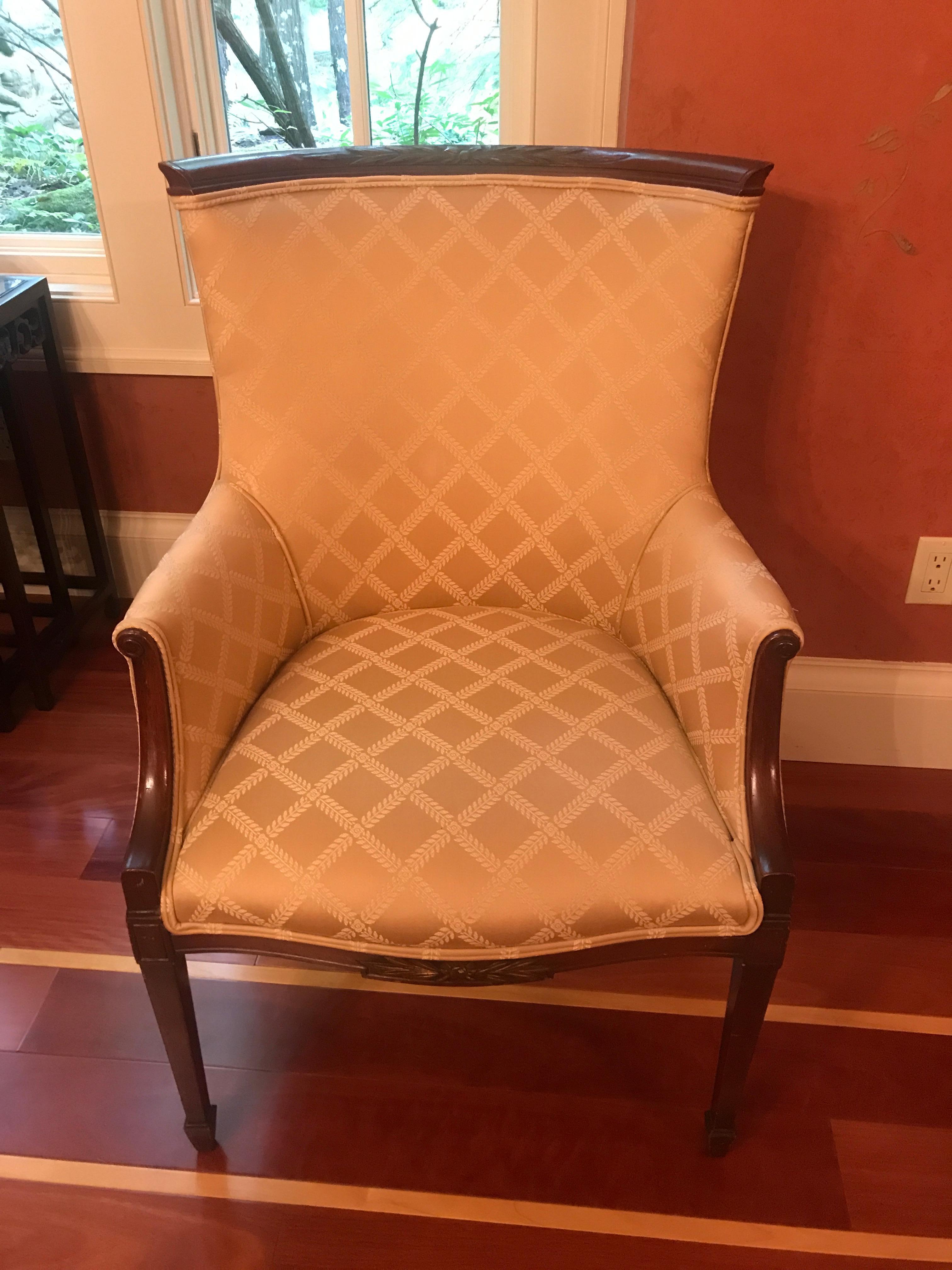 Pair of 1920s upholstered armchairs.


