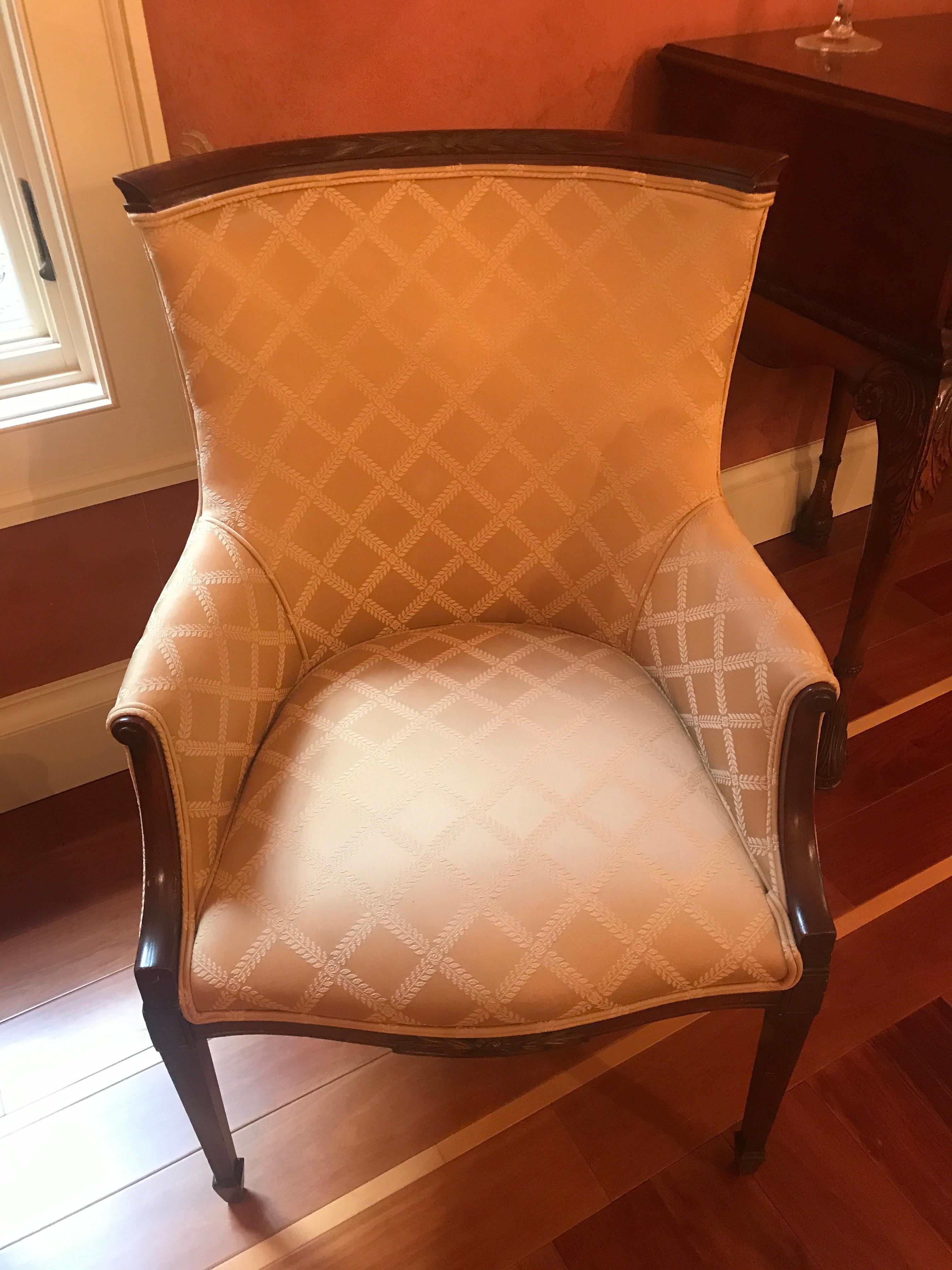 Pair of 1920s Upholstered Armchairs In Good Condition In Southampton, NY