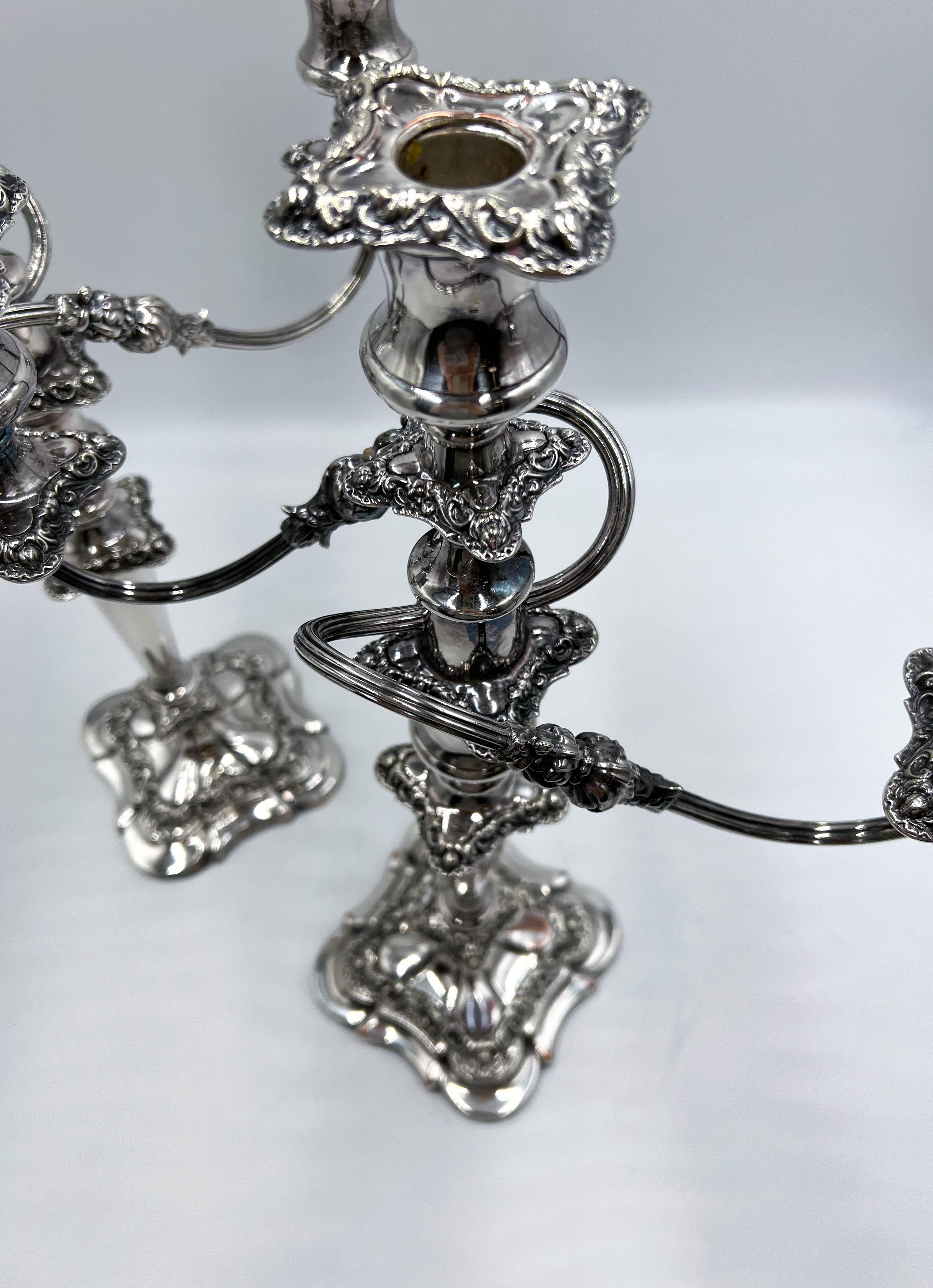 Pair of 1920s William Suckling Ltd English Silver Plate Candelabras/Candlesticks For Sale 5