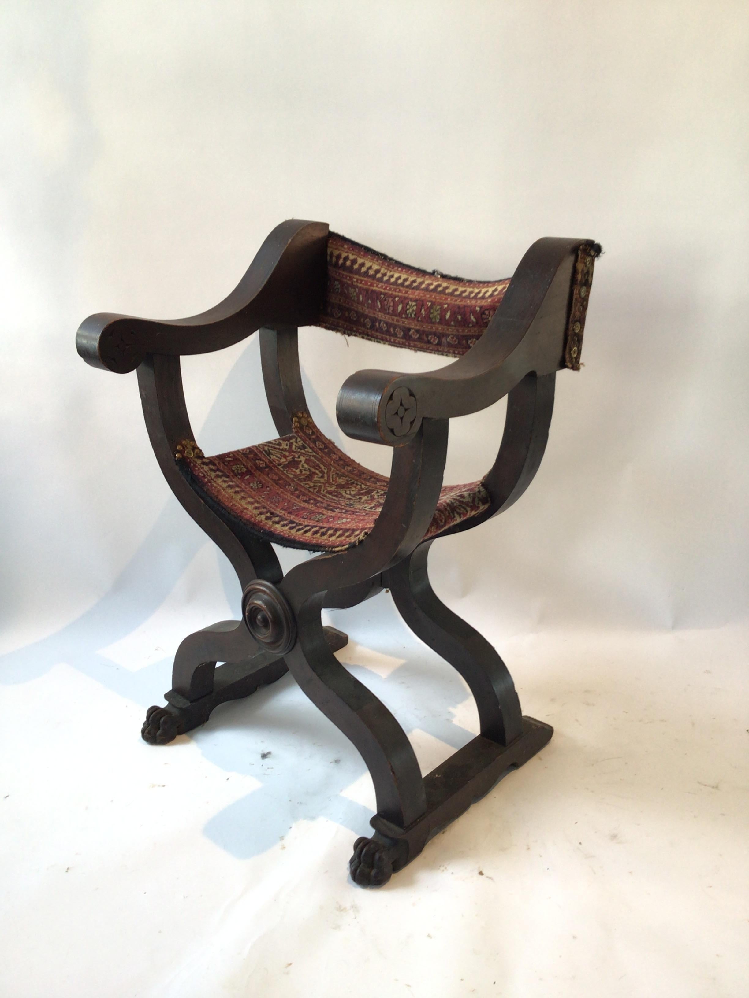 Early 20th Century Pair of 1920s Wood Savonarola Chairs