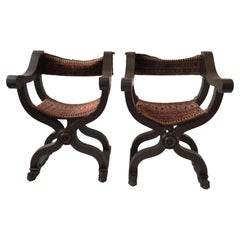 Pair of 1920s Wood Savonarola Chairs