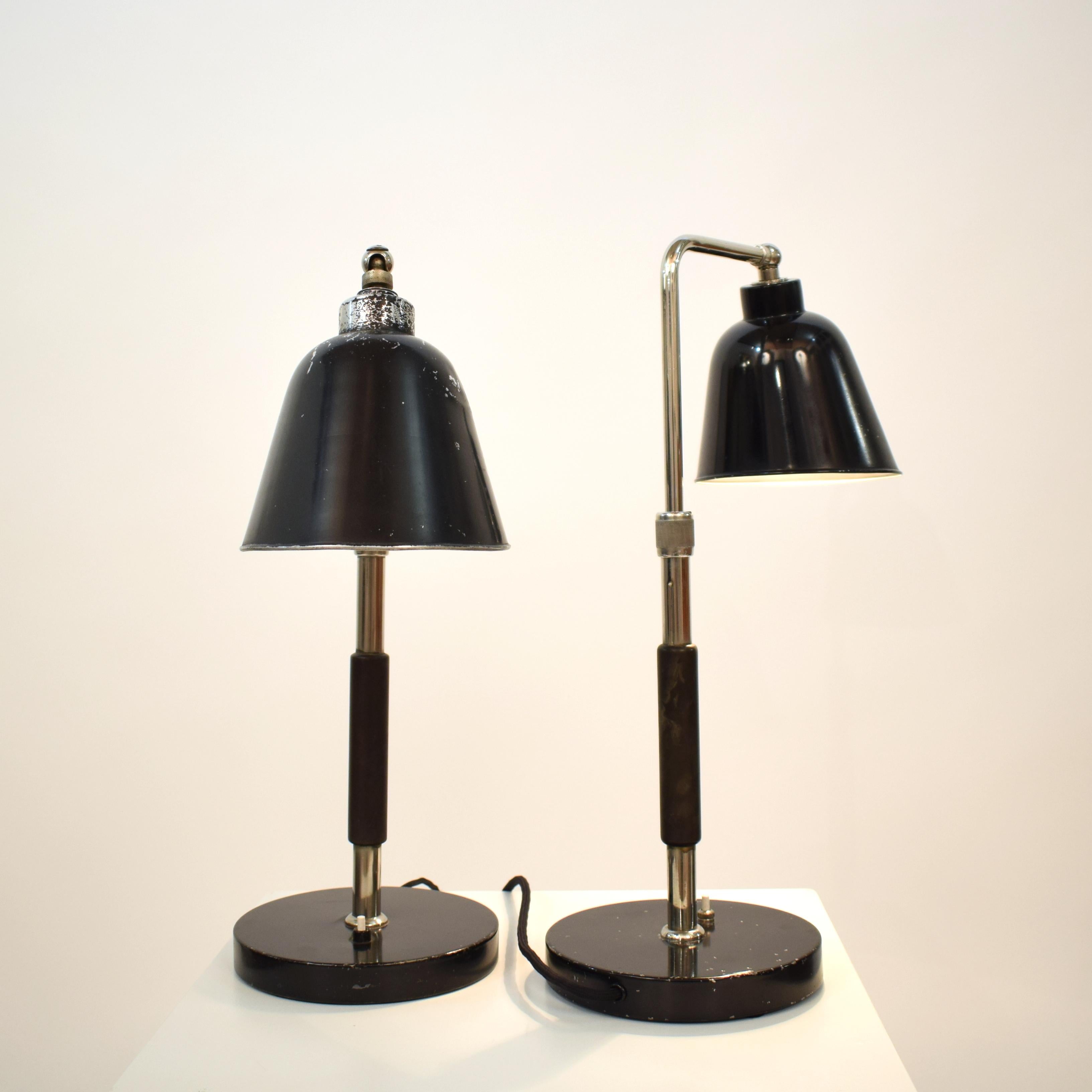 Pair of 1930 Bauhaus Table Lamps GOETHE by Christian Dell for Bünte & Remmler For Sale 3