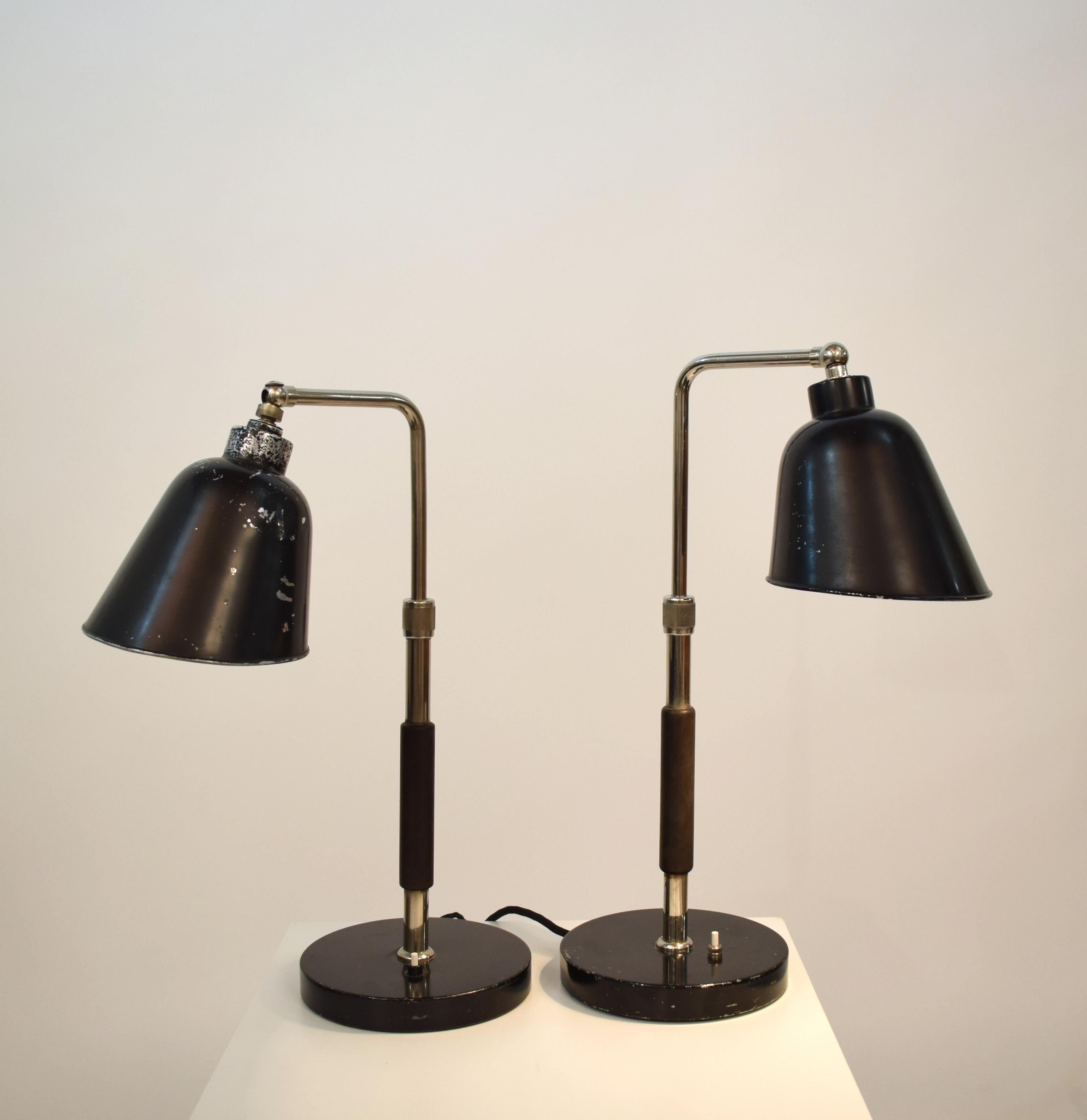 Pair of 1930 Bauhaus Table Lamps GOETHE by Christian Dell for Bünte & Remmler For Sale 8