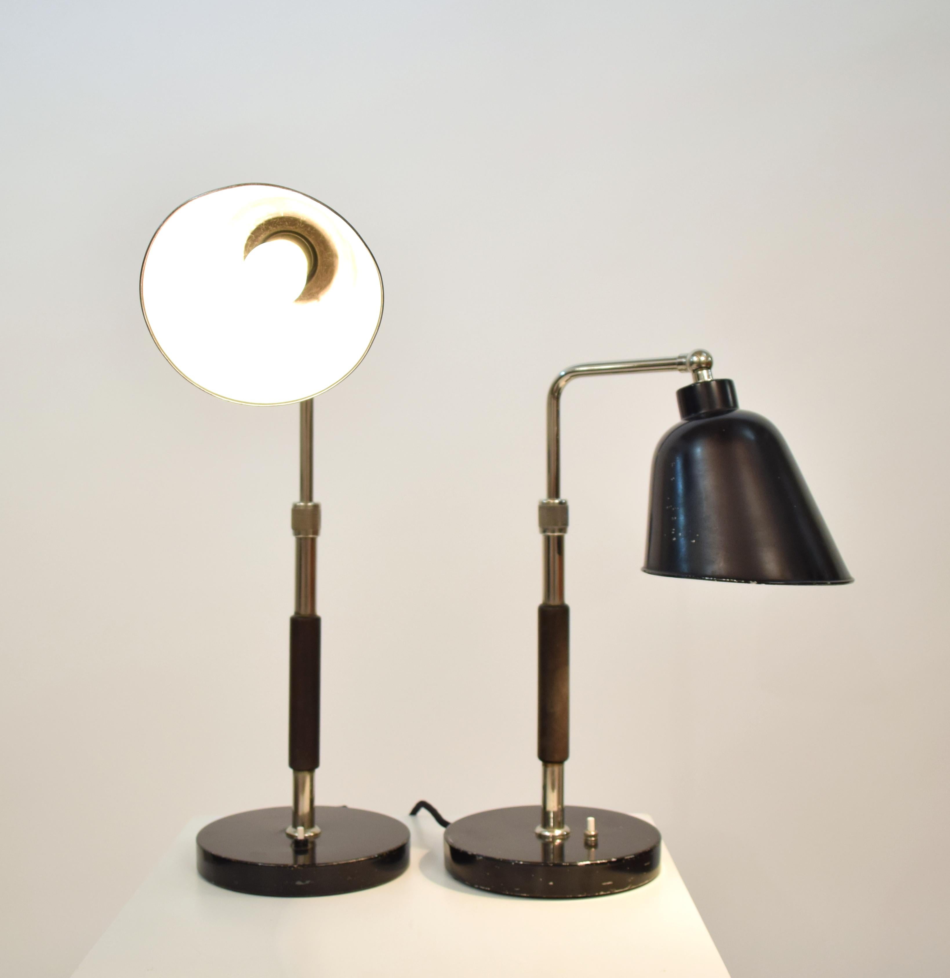 Pair of 1930 Bauhaus Table Lamps GOETHE by Christian Dell for Bünte & Remmler In Good Condition For Sale In Berlin, DE