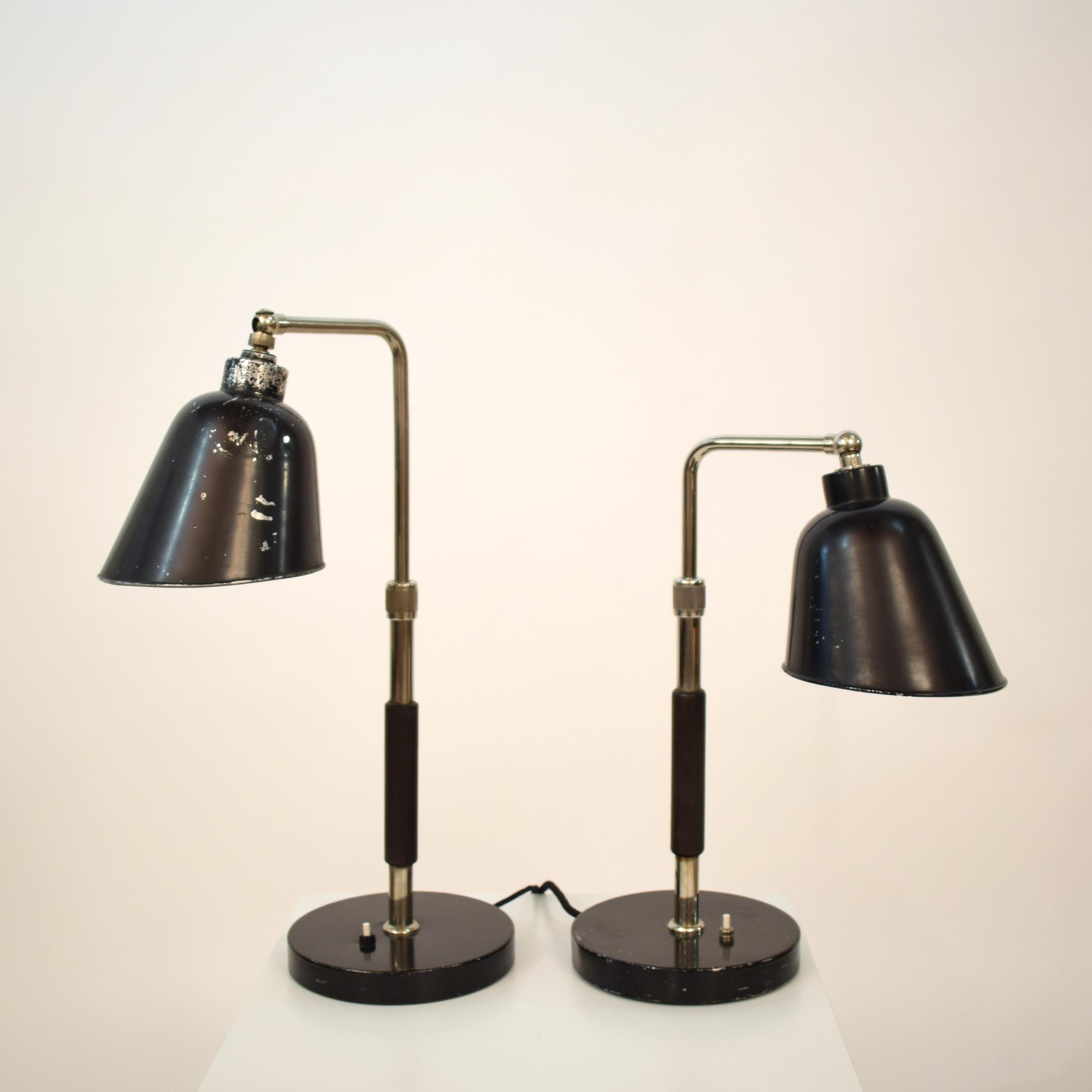 Pair of 1930 Bauhaus Table Lamps GOETHE by Christian Dell for Bünte & Remmler For Sale 2