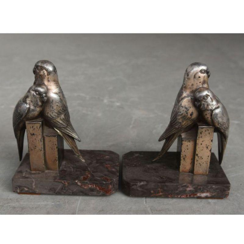 20th Century Pair of 1930 Bookend with Parakeets For Sale