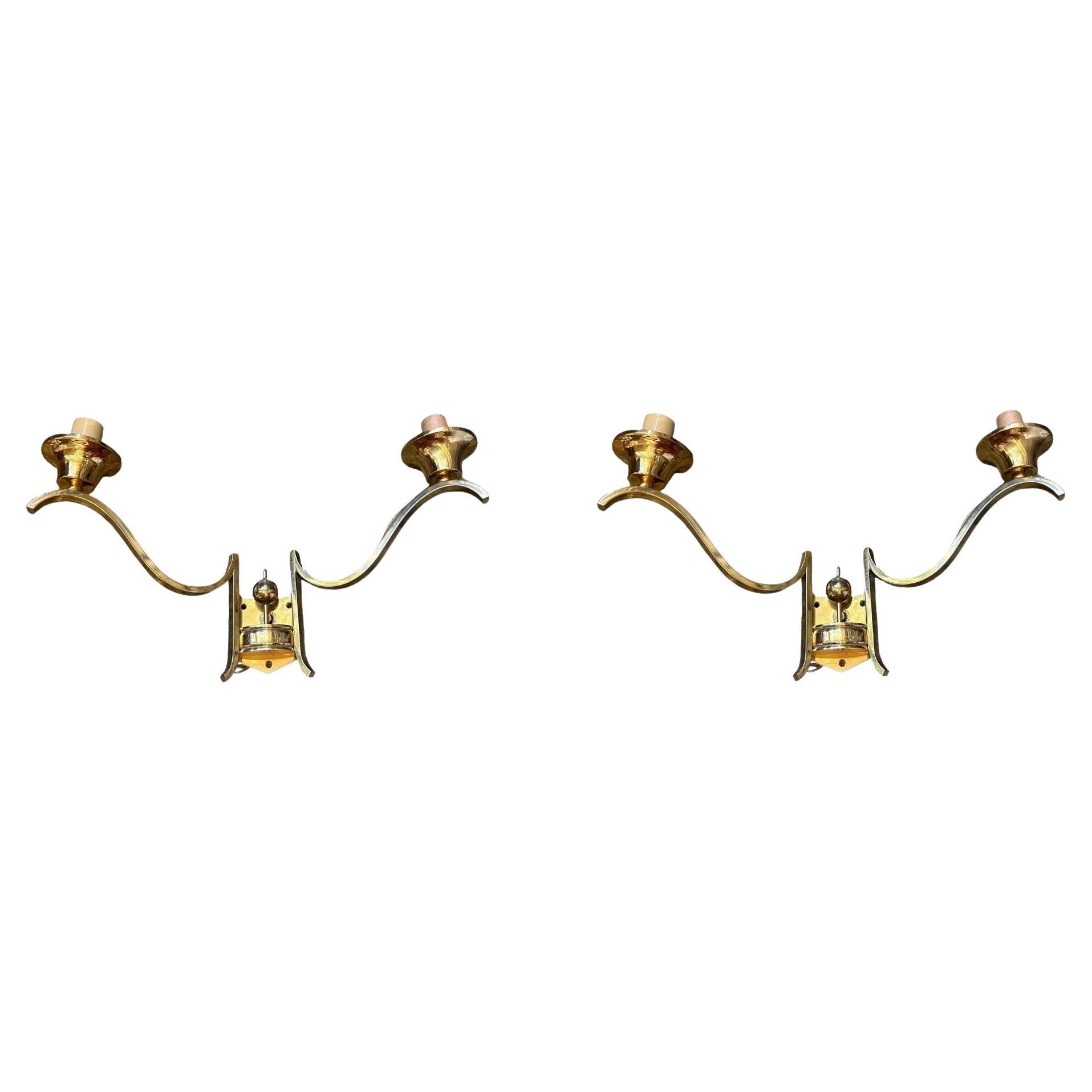 Pair of 1930s Arbus Style Sconce in Gold For Sale