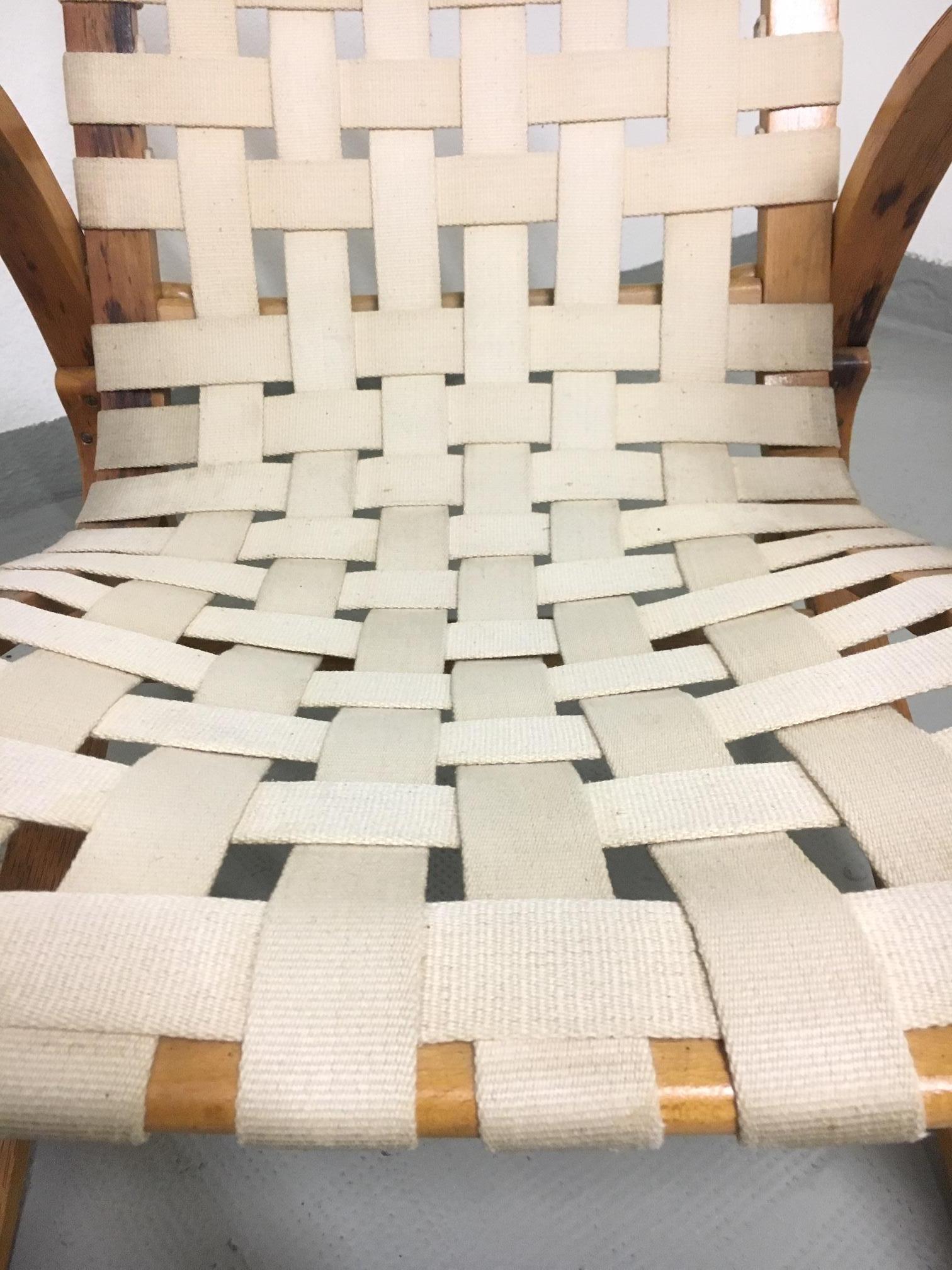 Pair of 1930s Bentwood, woven straps Armchairs by Jan Vanek.  4