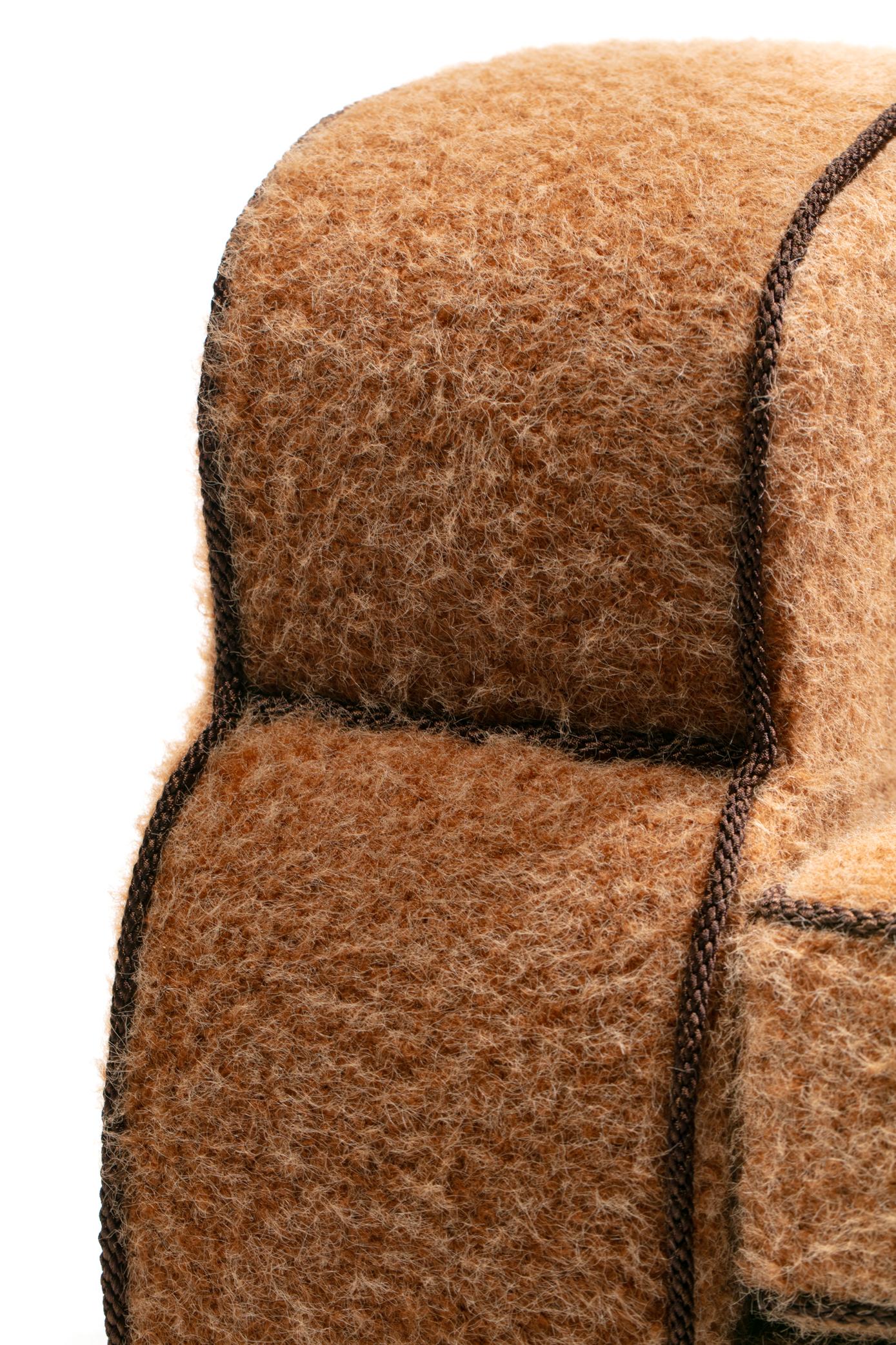 Pair of 1930s Art Deco Club Chairs in Truffle Cocoa Fabric with Chocolate Trim For Sale 12