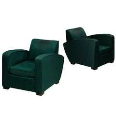 Pair of 1930s Art Deco Curved Lounge Chairs