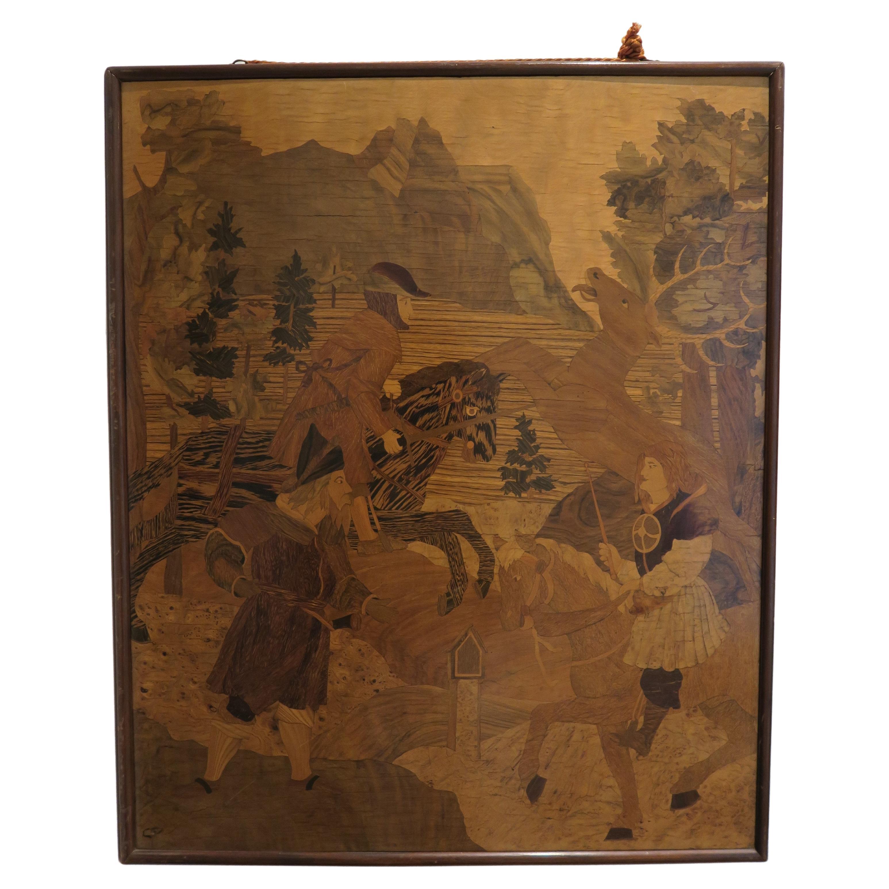Pair of 1930s Art Deco Decorative Marquetry Panels by Frank Brangwyn For Sale