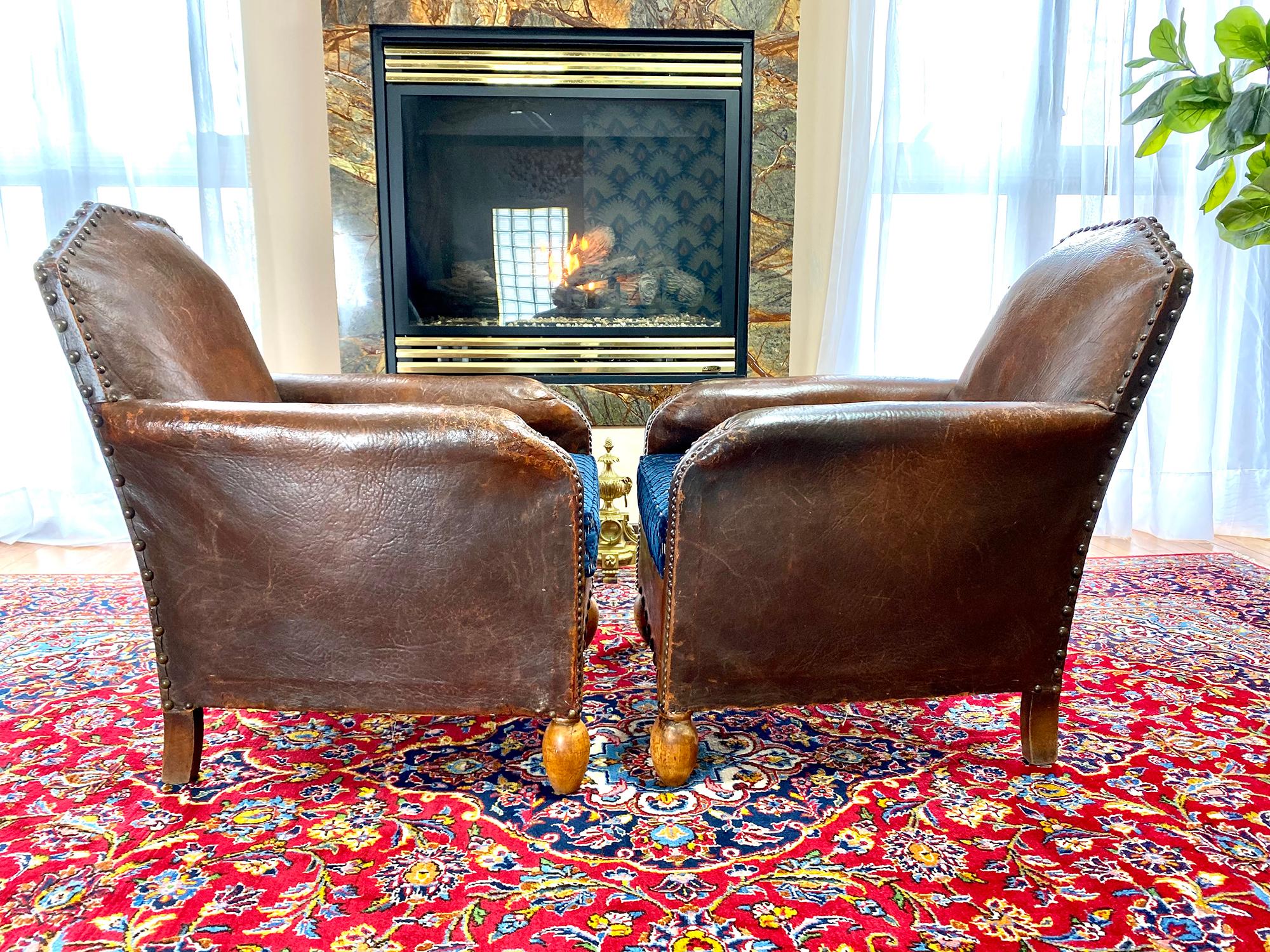 Pair of 1930s Art Deco French Leather Club Chairs 3