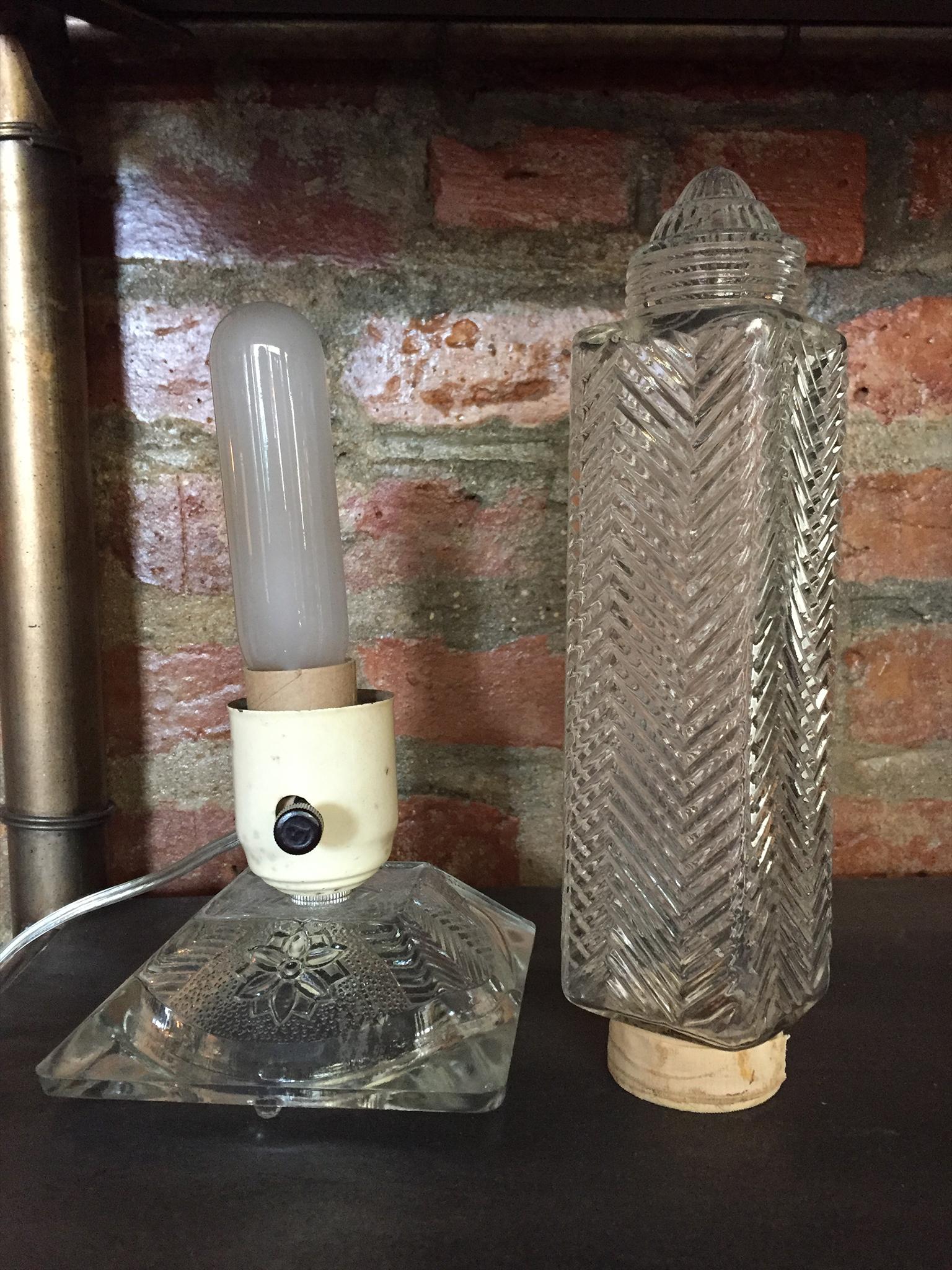 Pair of 1930s Art Deco Glass Lamps 1