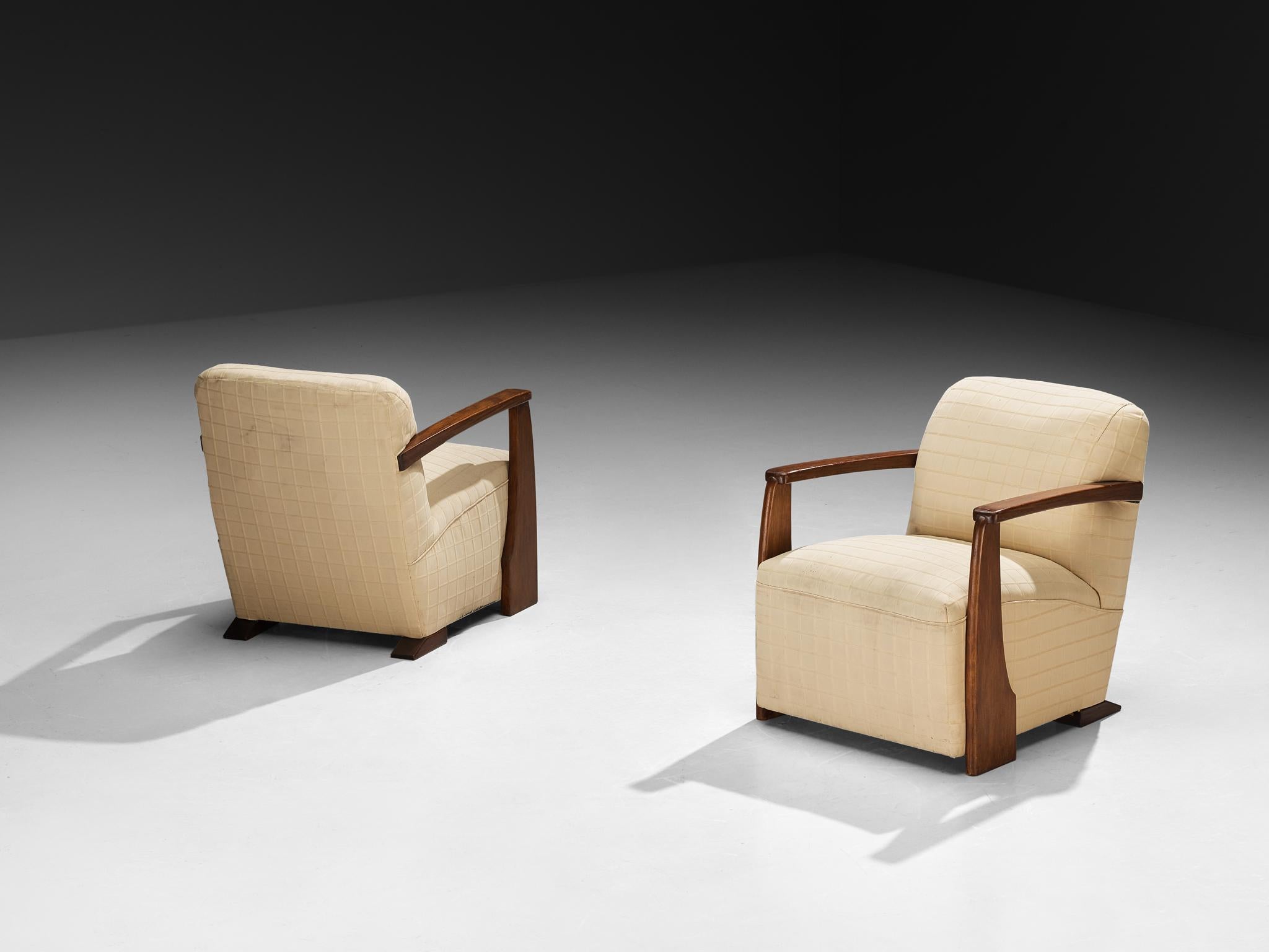 Milieu du XXe siècle Paire de chaises longues Art Déco en acajou des années 1930 en vente