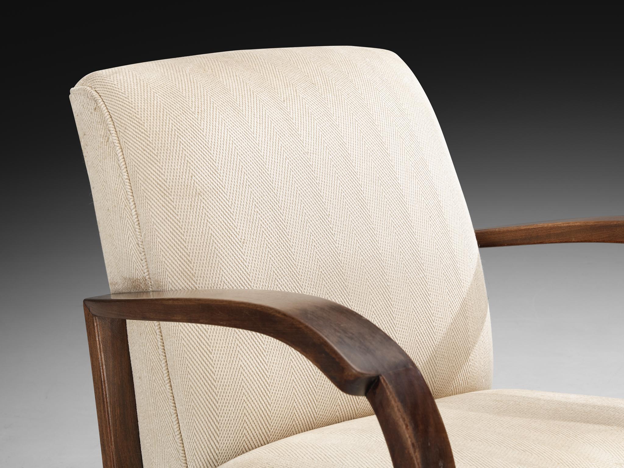 Coppia di sedie da salotto Art Deco degli anni '30 con braccioli curvi in mogano in vendita 3