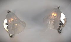 Pair of 1930's Art Deco Wall Sconces by Degue