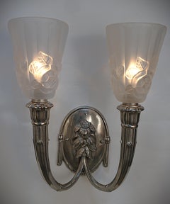 Pair of 1930's Art Deco Wall Sconces by Degue