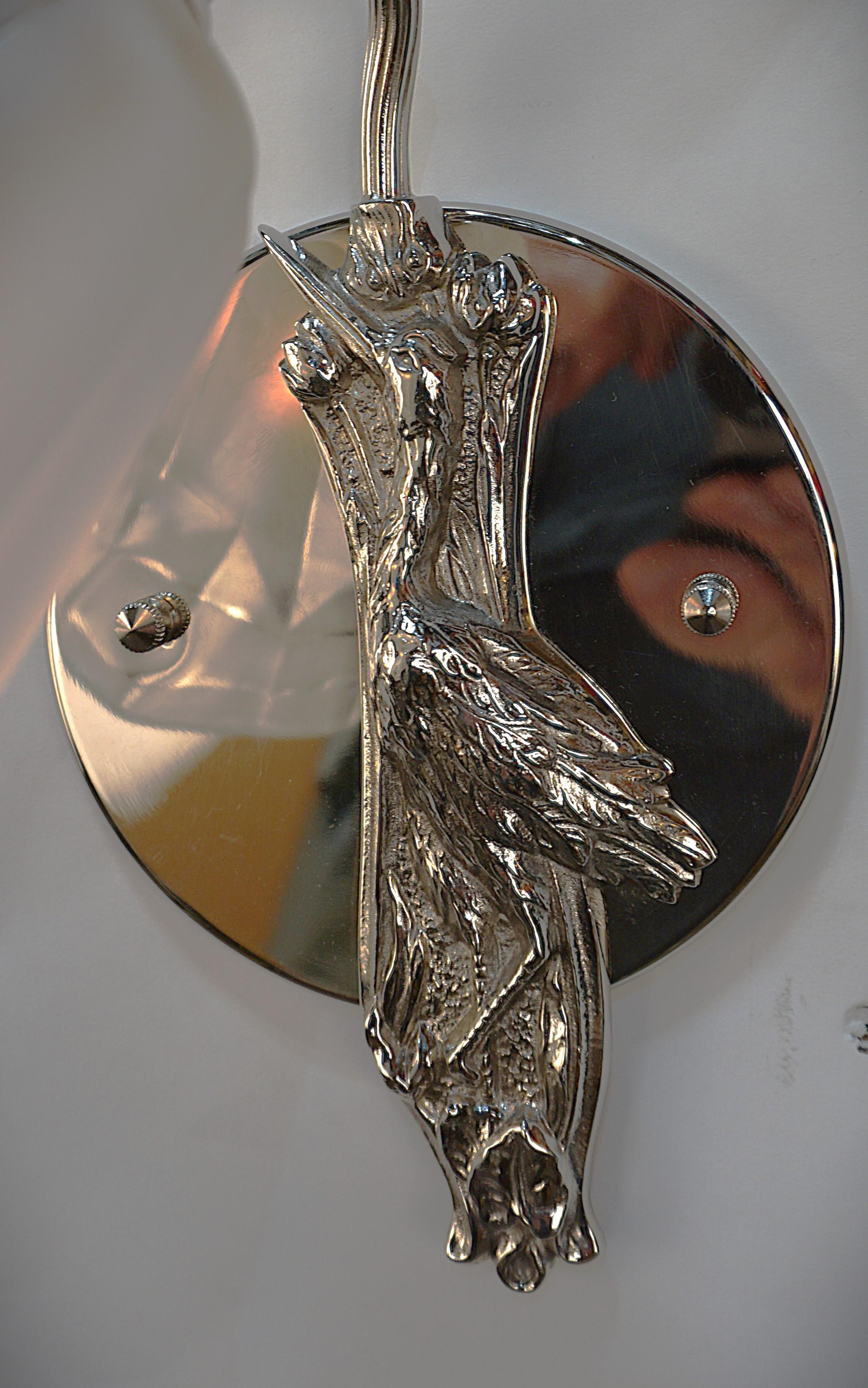 Glass Pair of 1930's Art Deco Wall Sconces by Degue For Sale