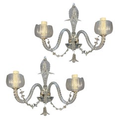Pair Of 1930's Baccarat Twin Branch Wall Lights