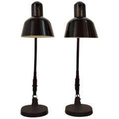 Vintage Pair of 1930s Bauhaus Architects Industrial Work Table Lamps by SIS Gebr. Lang