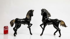 Pair of 1930's Black Murano Glass & Gold Figures of Arabian Horses