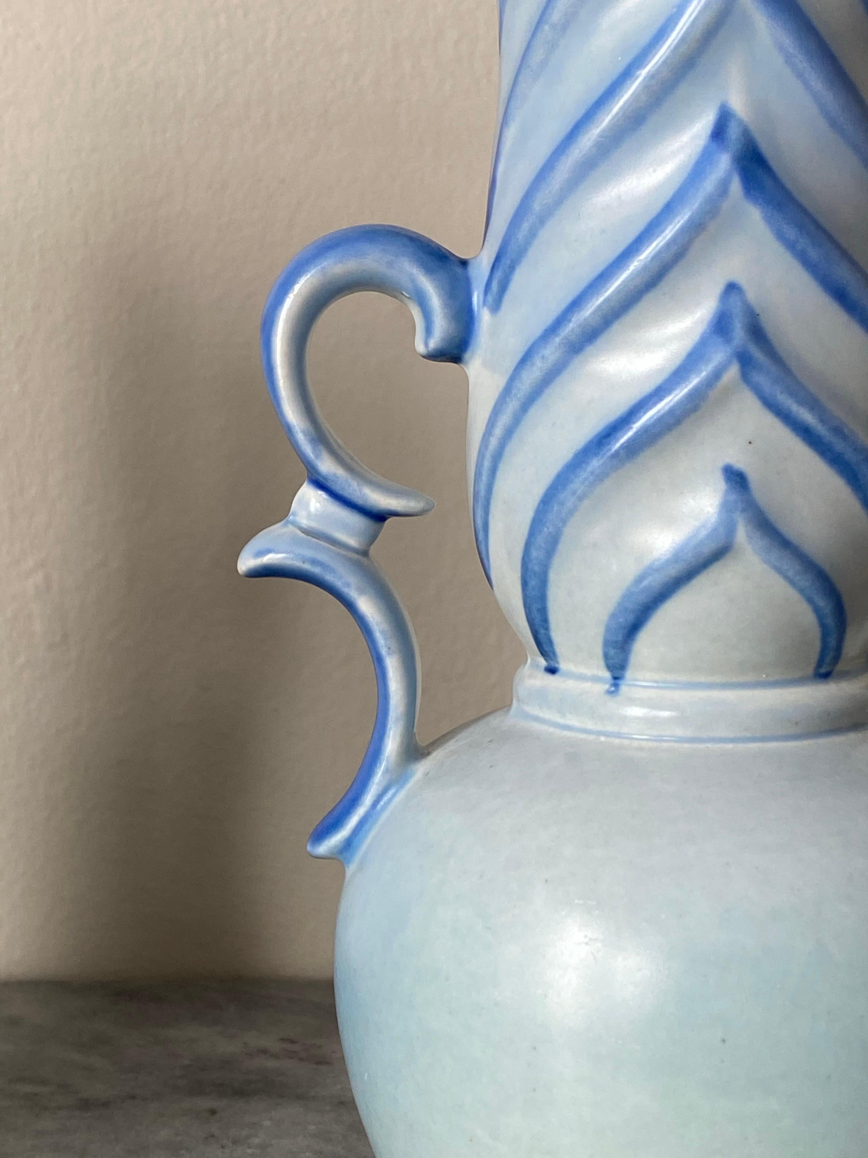 Coppia di vasi in ceramica Art Deco Stangl Pottery blu degli anni '30 in vendita 1