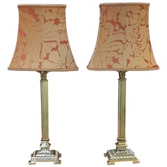 Vintage Pair of 1930s Brass Corinthian Column Table Lamp