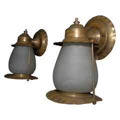 Pair of 1930s Brass Outdoor Sconces
