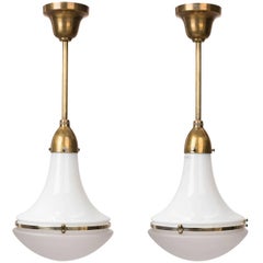 Pair of 1930s Brass Suspension Lights by Peter Behrens