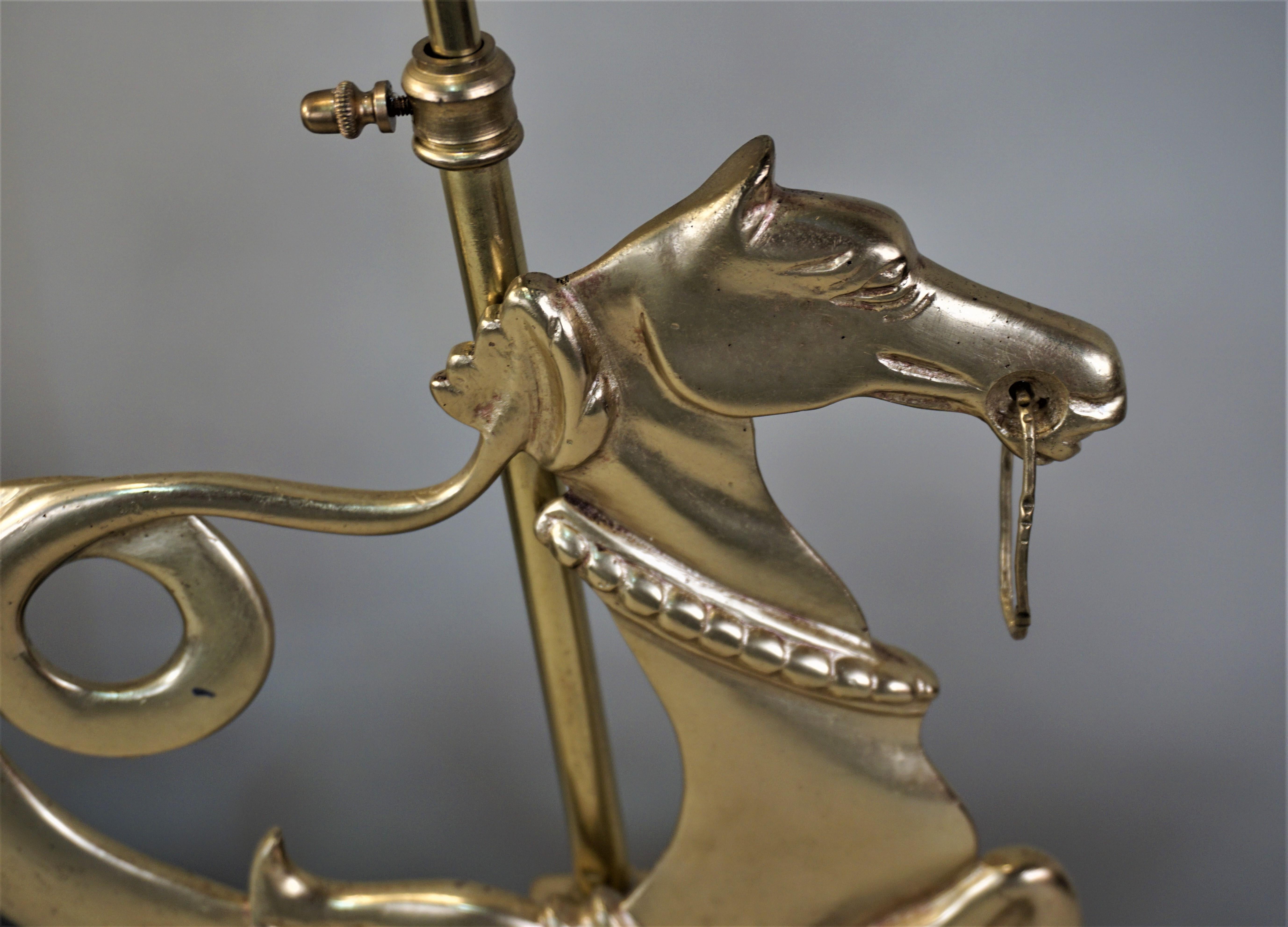Mid-20th Century Pair of 1930s Bronze Horse Table Lamps