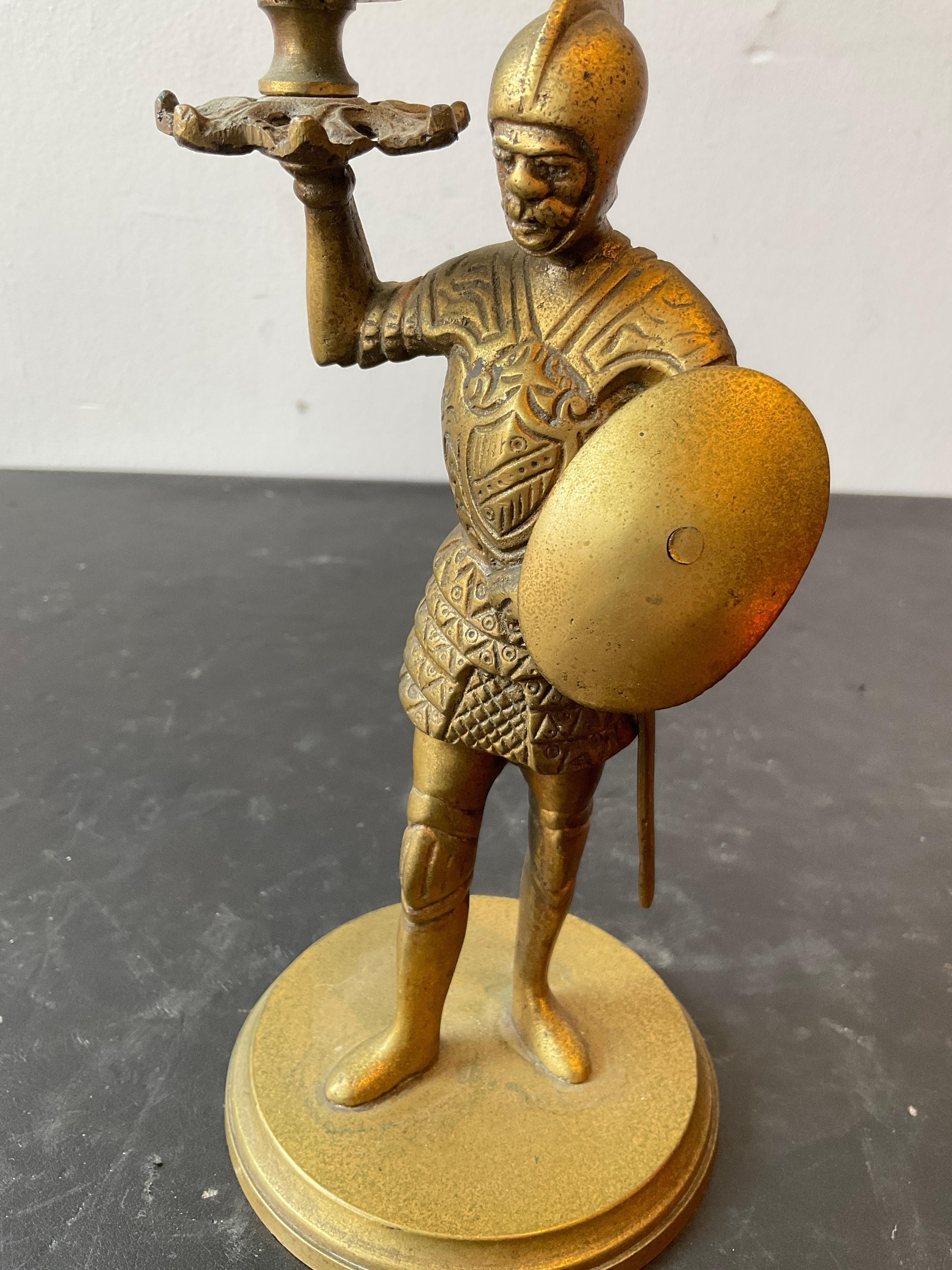 Pair Of 1930s Bronze Knight Candlesticks 6