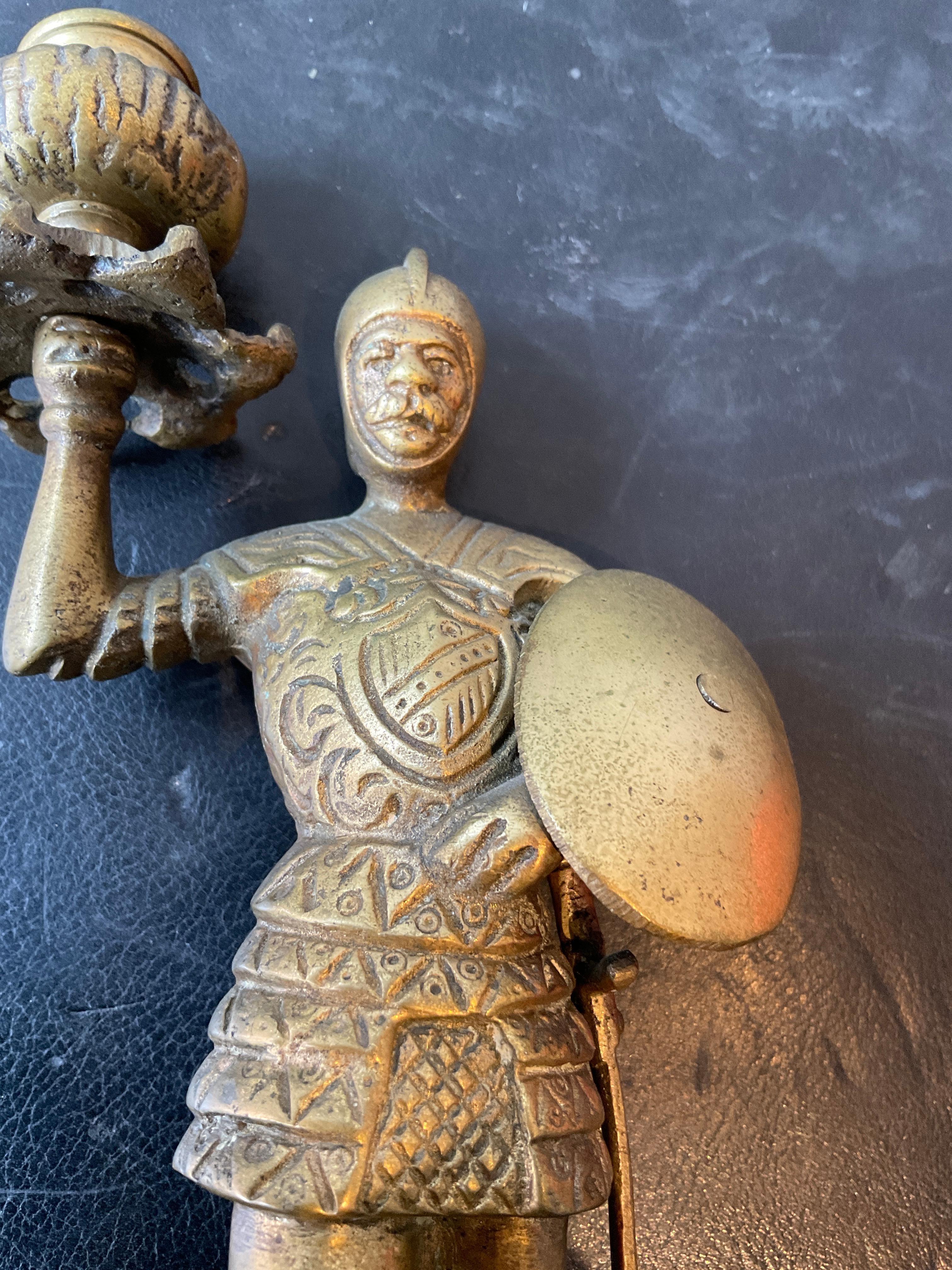 Pair Of 1930s Bronze Knight Candlesticks 7