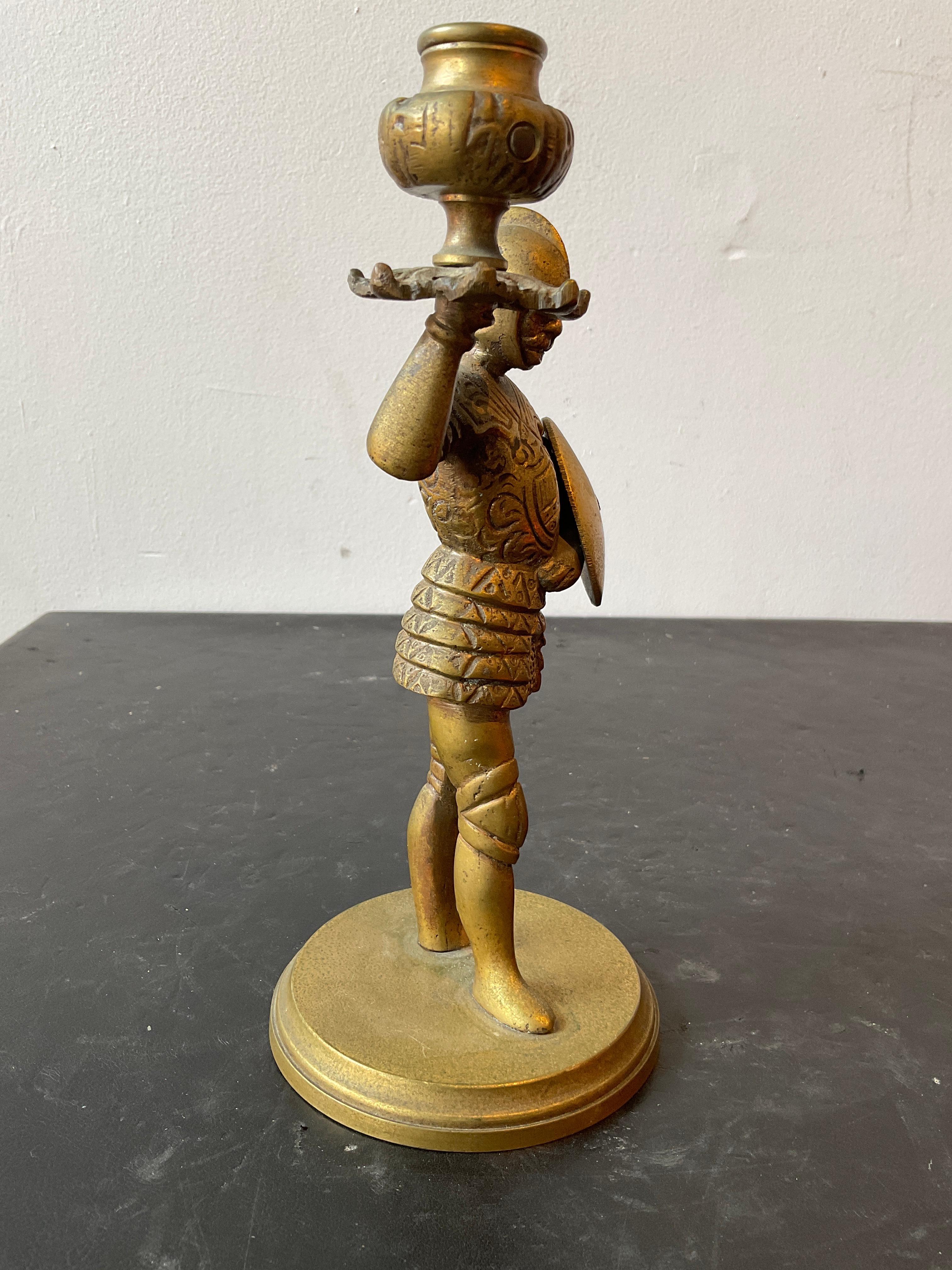Pair Of 1930s Bronze Knight Candlesticks 5