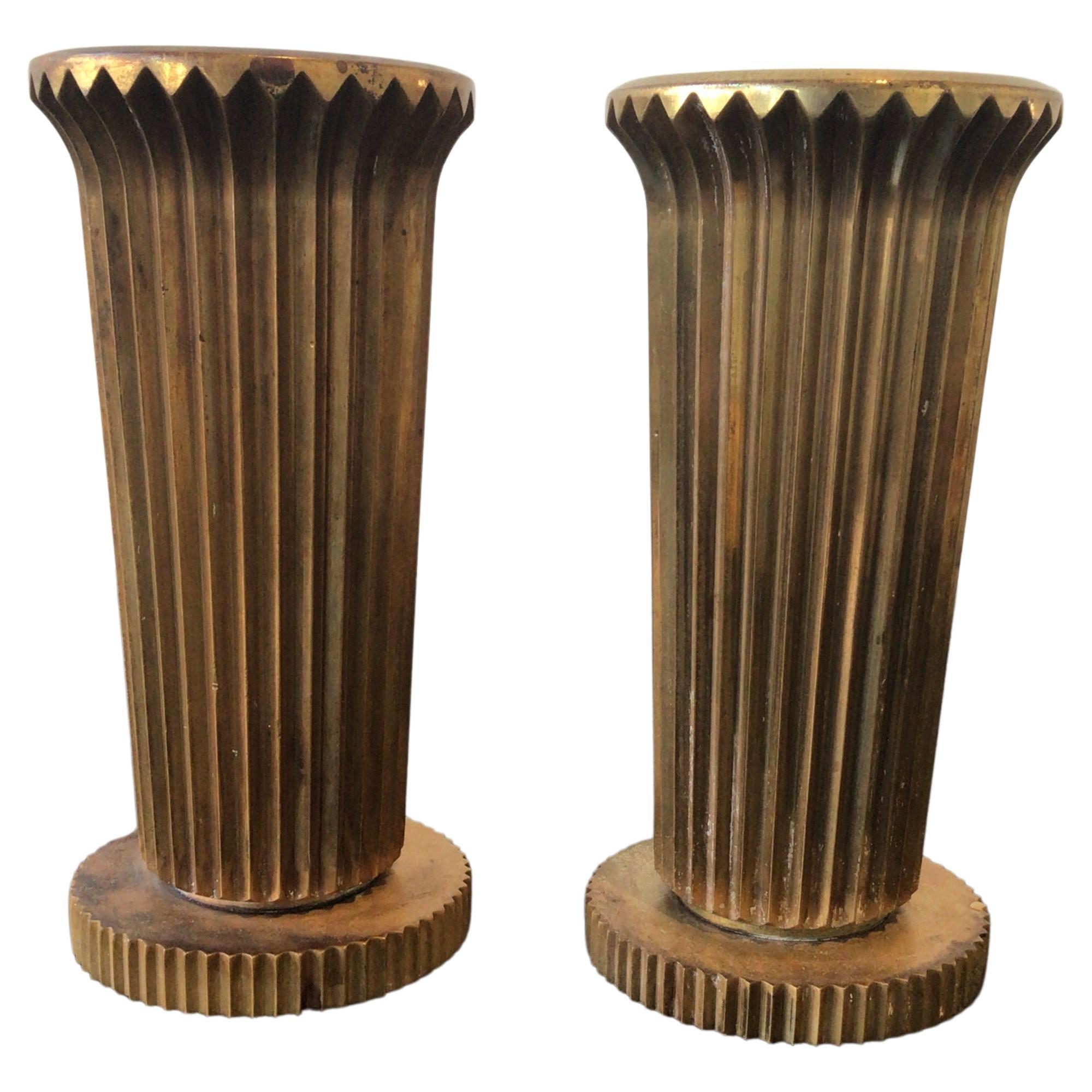 Pair Of 1930s Bronze Vases By Tinos Denmark For Sale
