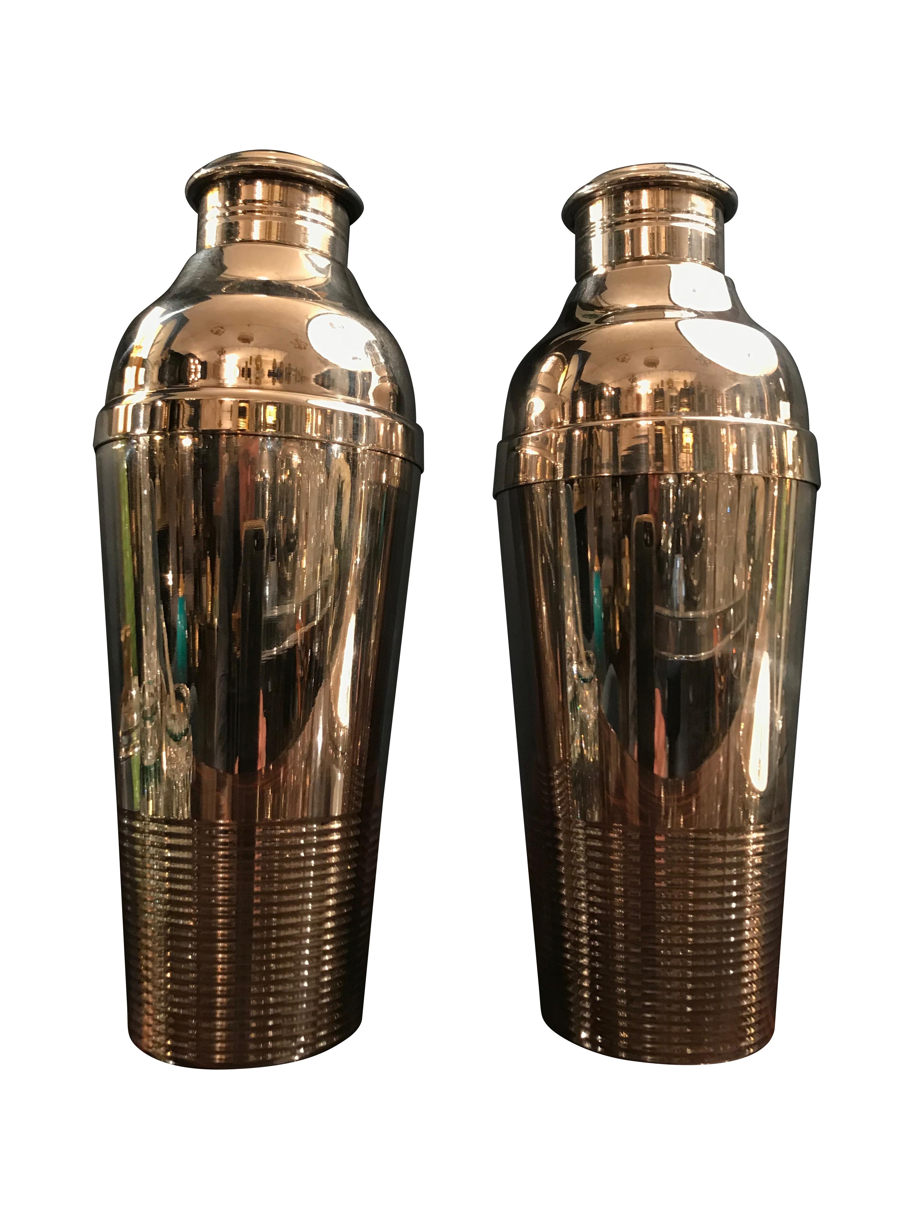 Art Deco Pair of 1930s Christofle Silver Plated Cocktail Shakers