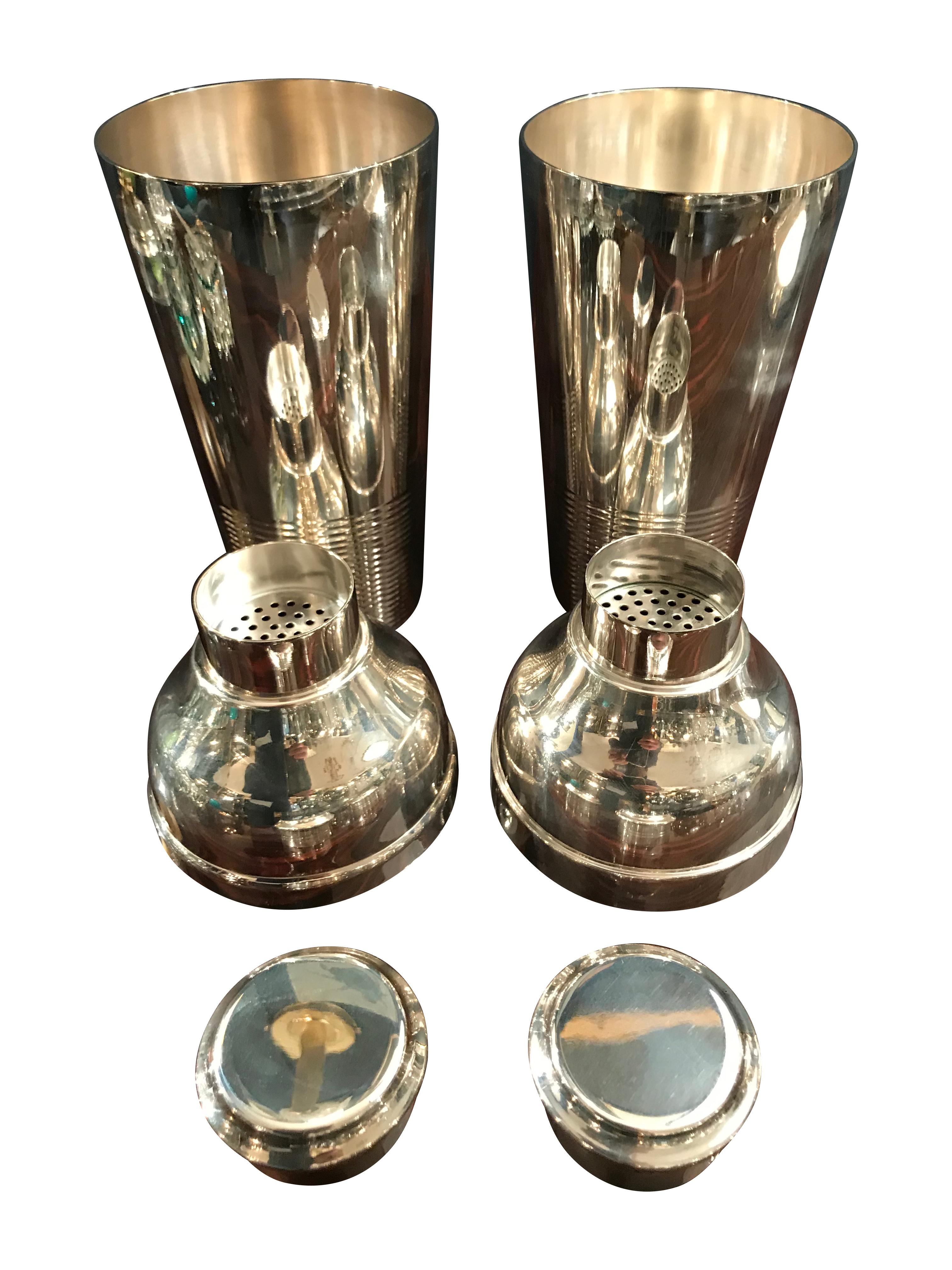 French Pair of 1930s Christofle Silver Plated Cocktail Shakers
