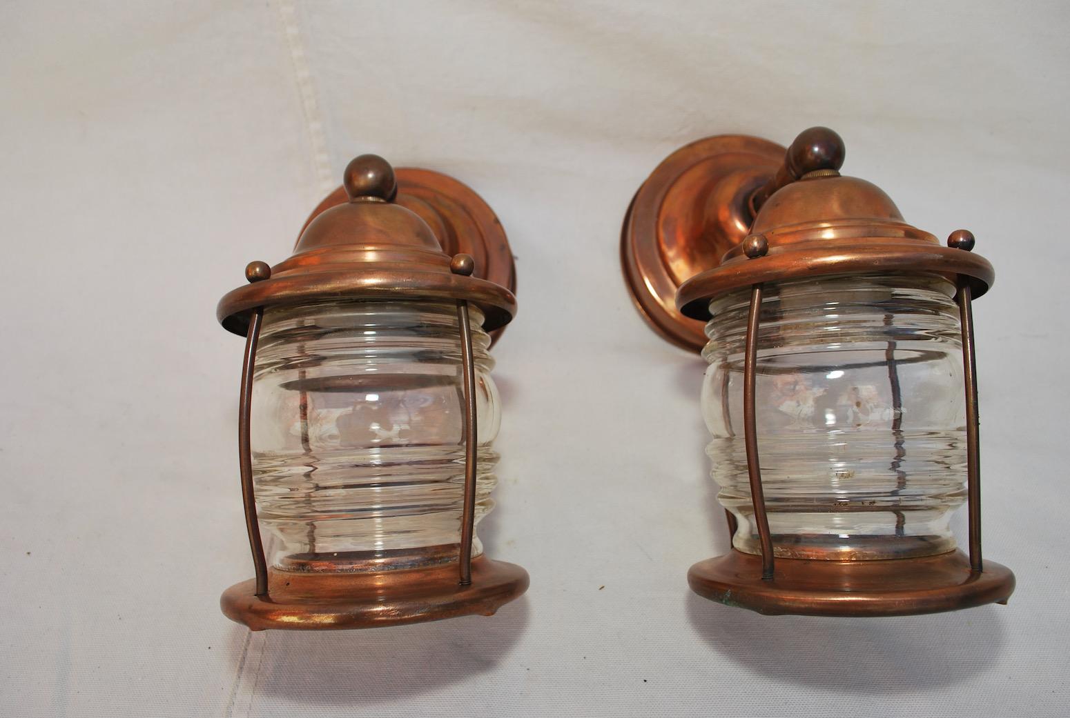 American Pair of 1930's Copper Outdoor Sconces