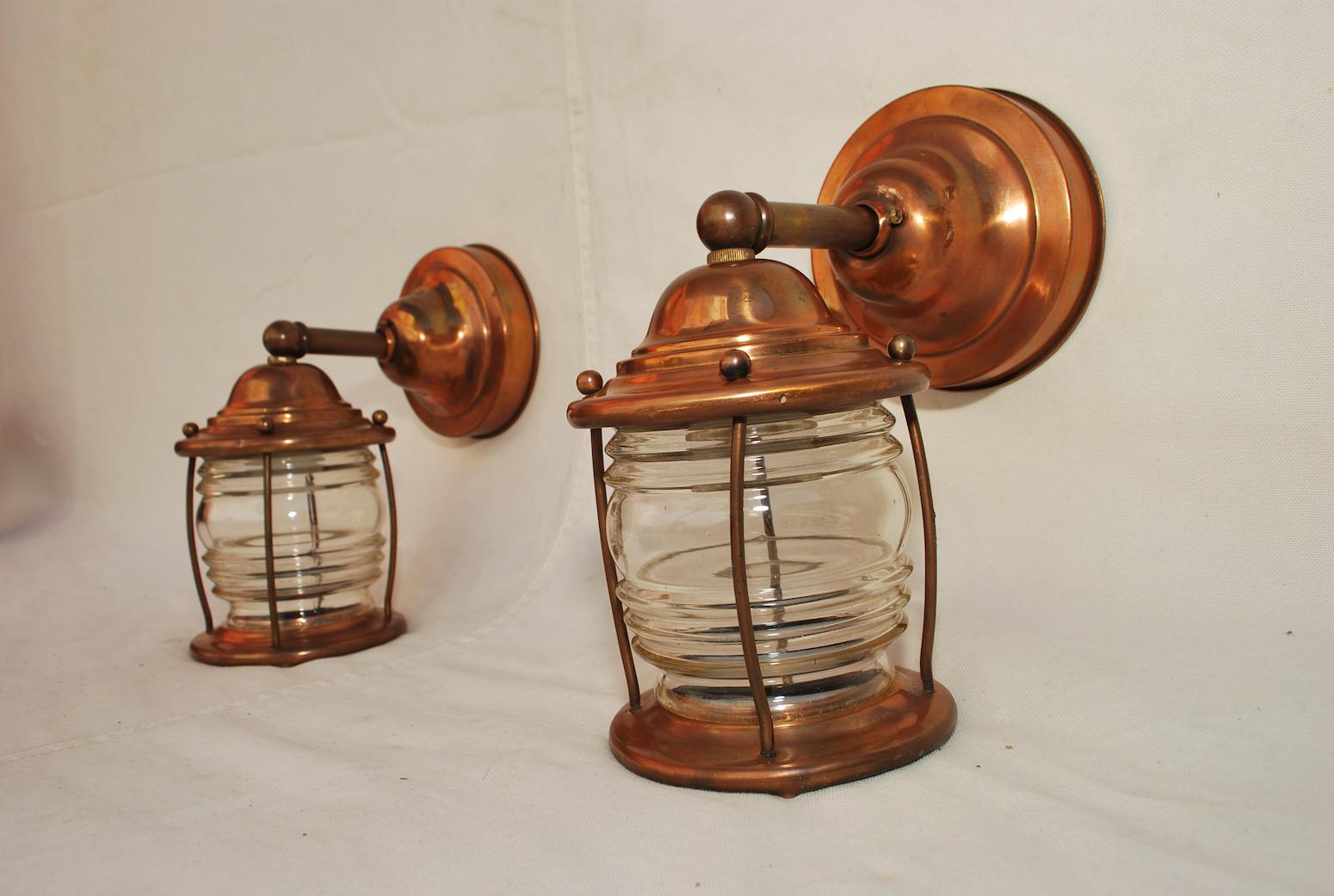 Pair of 1930's Copper Outdoor Sconces 1