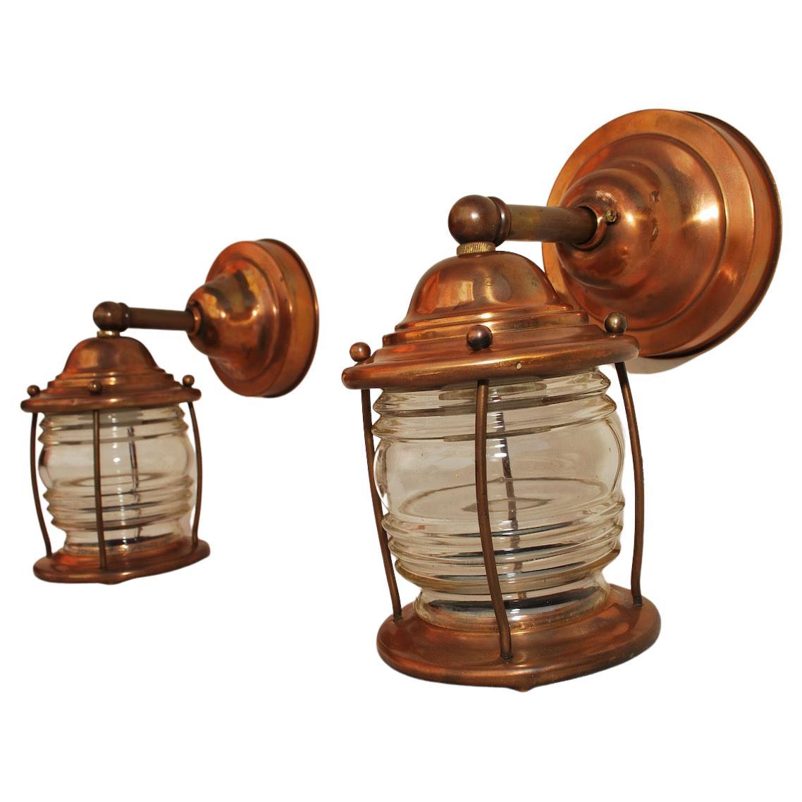 Pair of 1930's Copper Outdoor Sconces