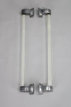 Pair of 1930s Czechoslovak Art Deco Clear Glass Handles with Metal Mounts