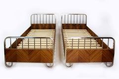 Pair of 1930s Czechoslovak Bauhaus Modernist Single Beds