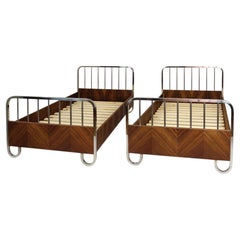 Pair of 1930s Czechoslovak Bauhaus Modernist Single Beds